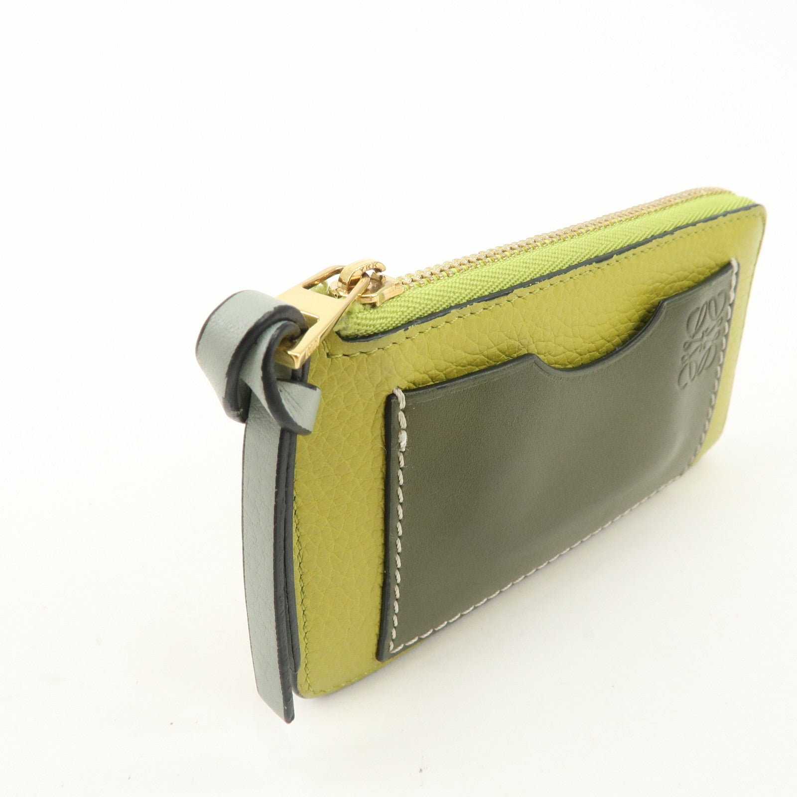 LOEWE Anagram Leather Coin Case Fragment Case Yellow Khaki