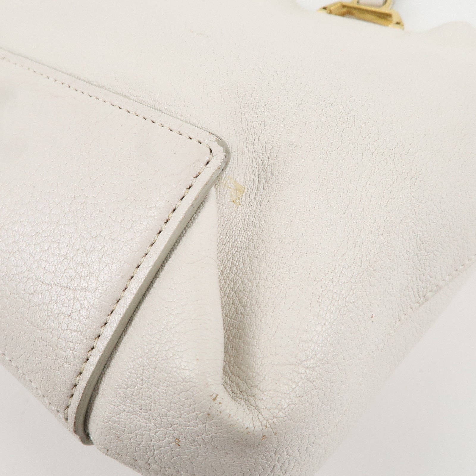 MIU MIU Logo Leather Tote Bag Shoulder Bag White 5BG002