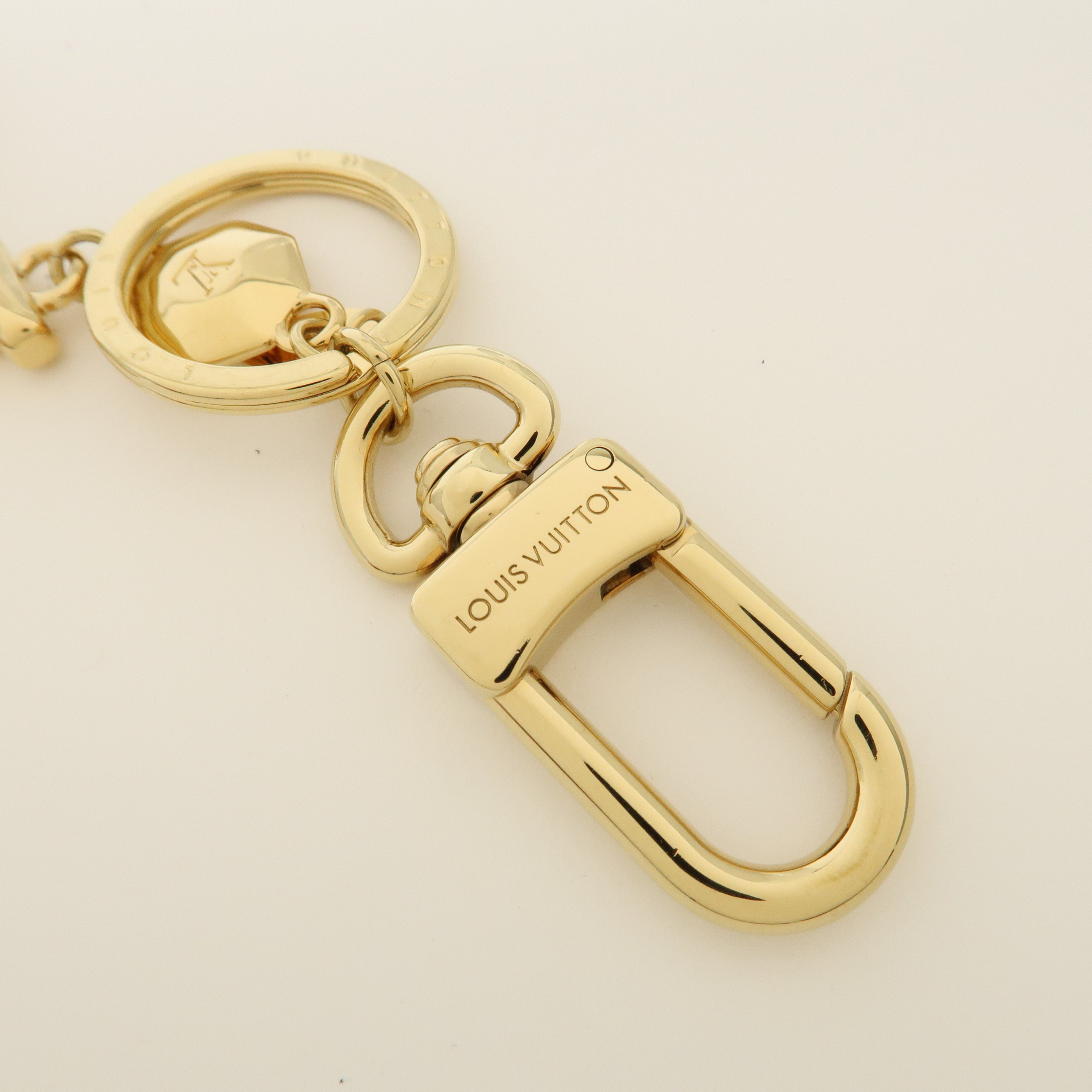 Louis Vuitton Key Holder LV Facettes Gold Bag Charm M65216 Used