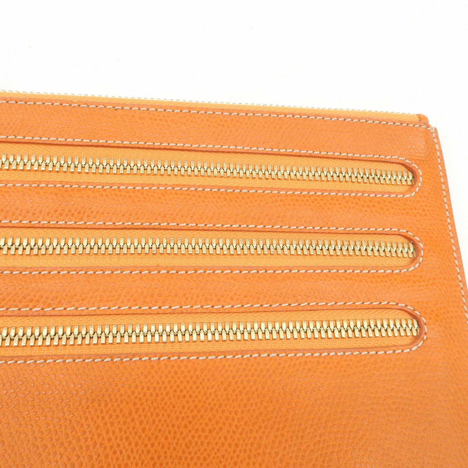 LOEWE Leather Clutch Bag Second Bag Accessory Pouch Orange Used