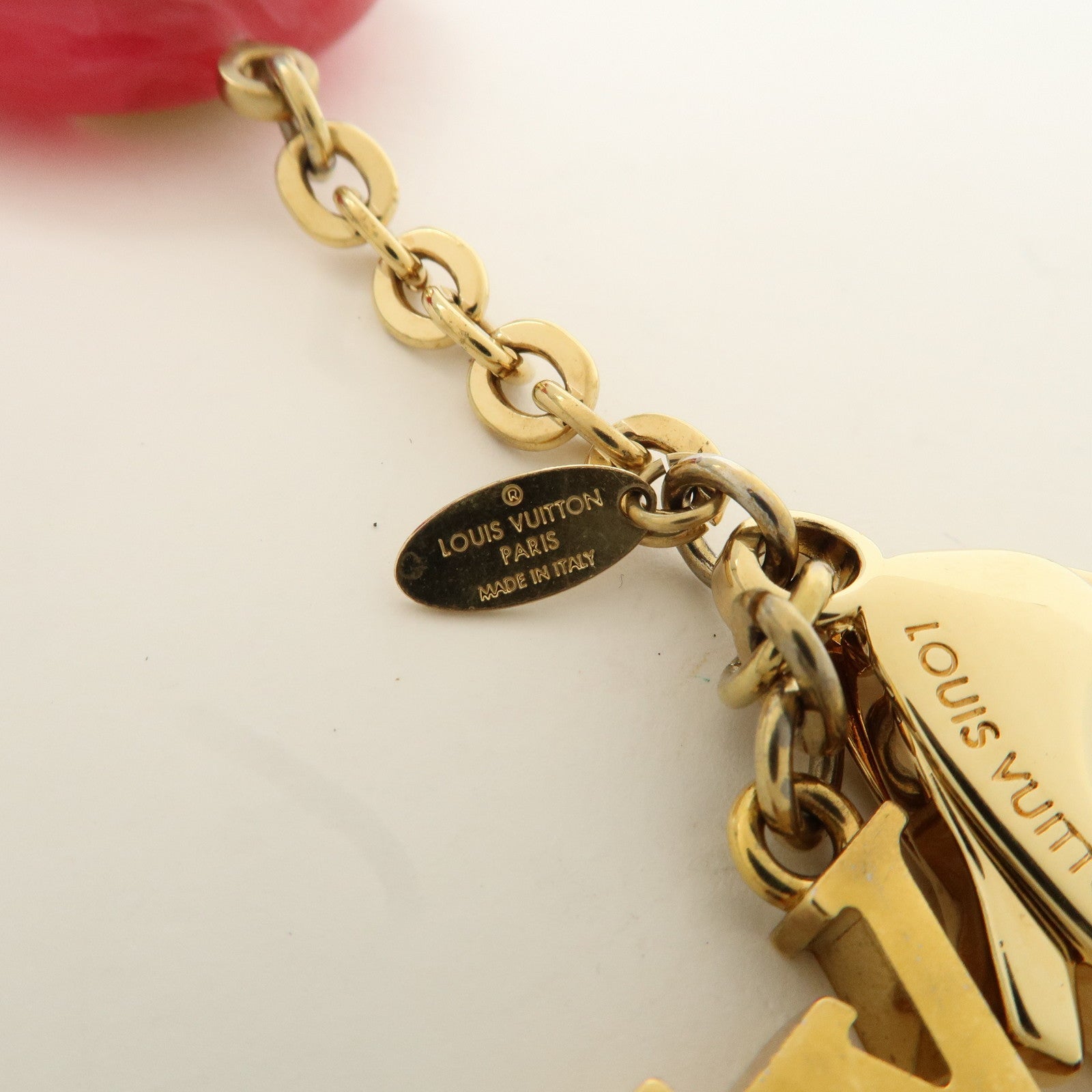 Louis Vuitton Hollow Flower Bag Charm Gold Pink M66975 Used