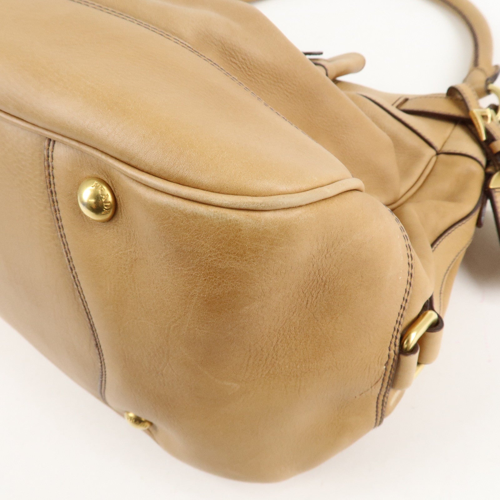 PRADA Leather One Shoulder Bag Brown