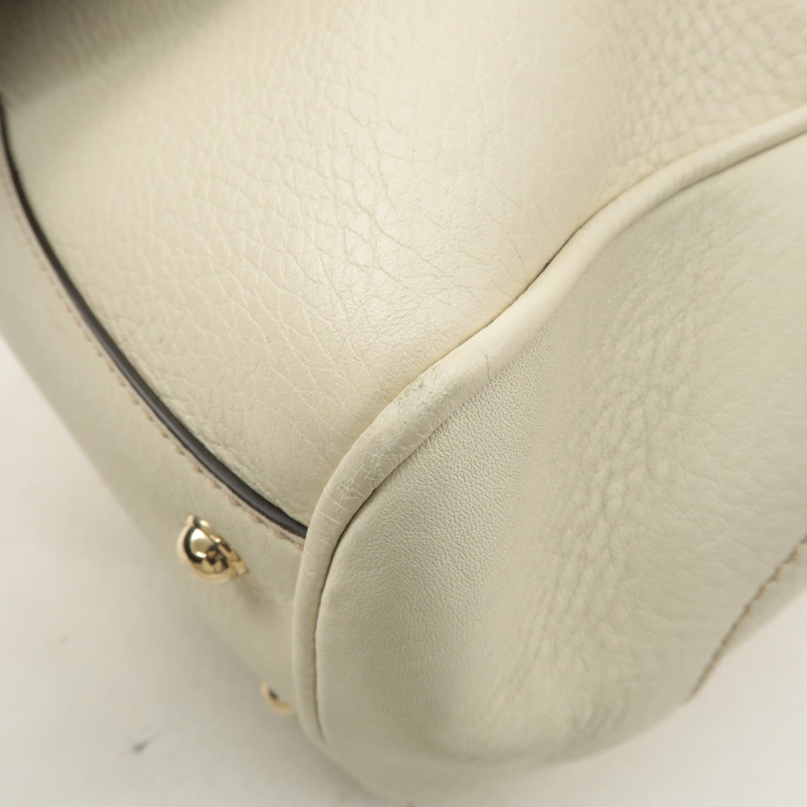 GUCCI Bamboo Leather Hand Bag Ivory 282317