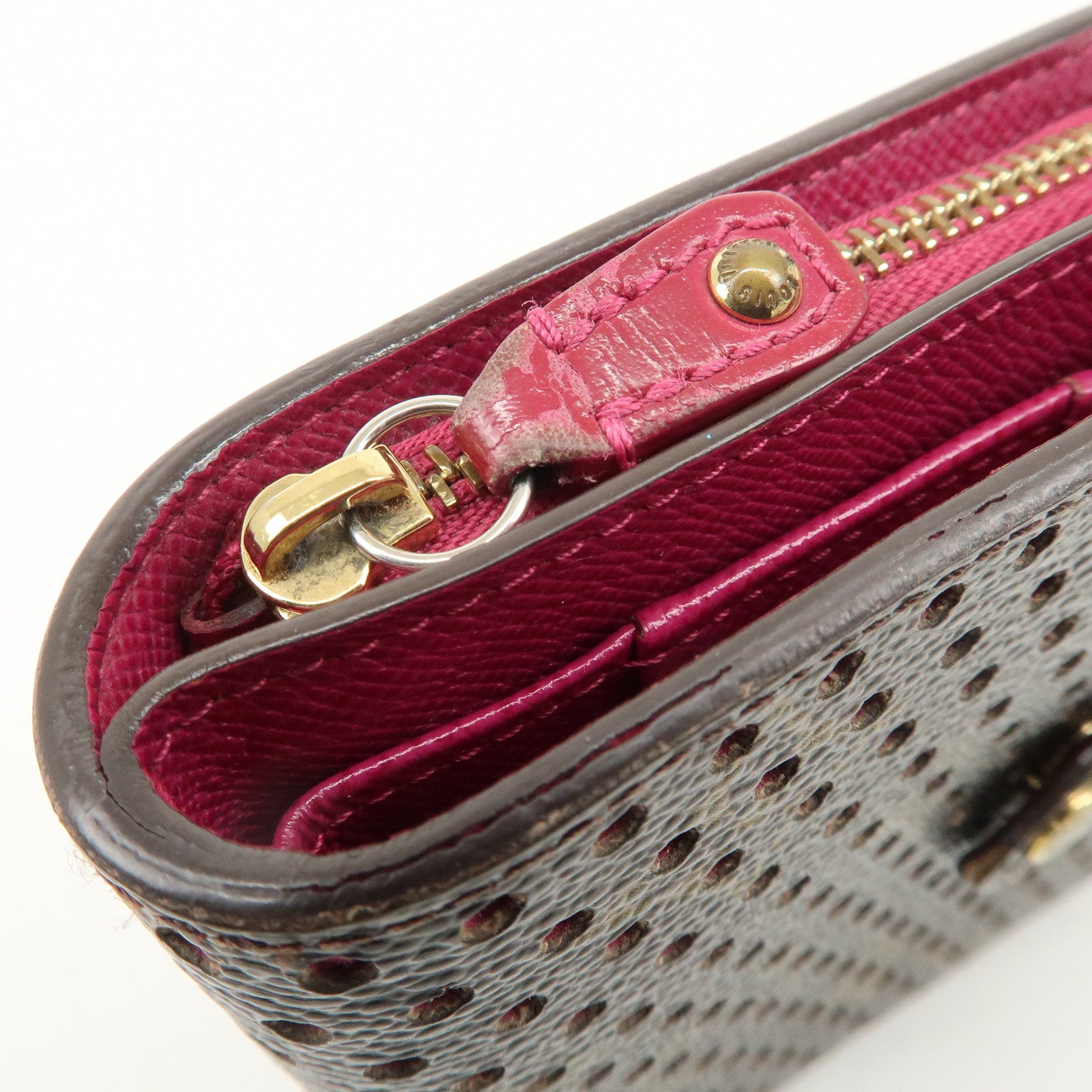 Louis Vuitton Monogram Perfor Compact Zip Fuchsia M95188