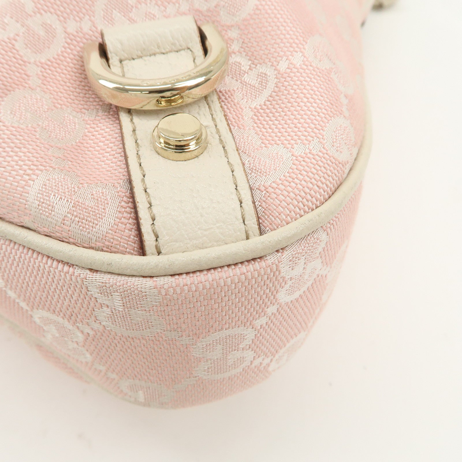 GUCCI Abbey GG Canvas Leather Shoulder Bag Pink Ivory 130737