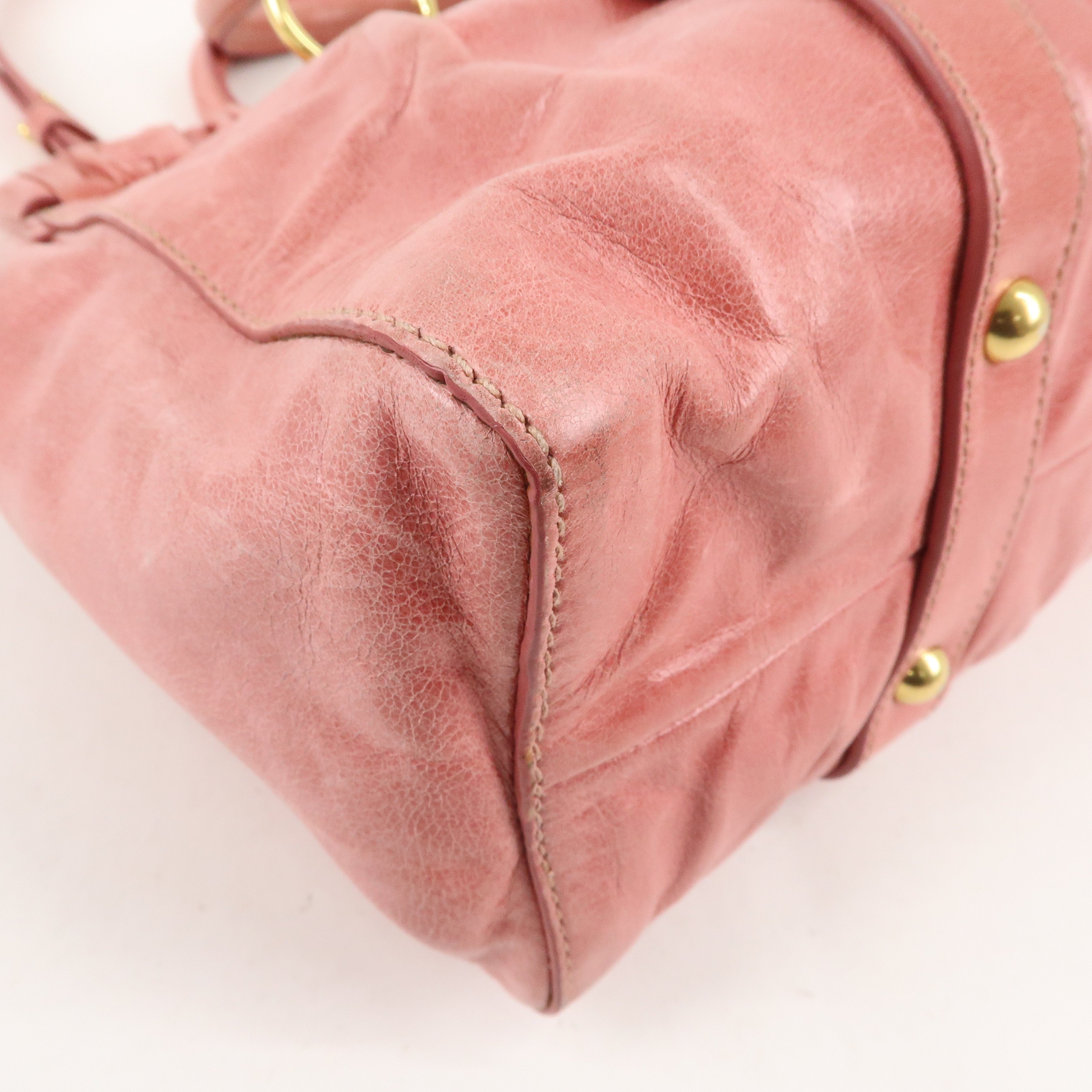 MIU MIU Leather 2Way Bag Shoulder Bag Hand Bag Pink