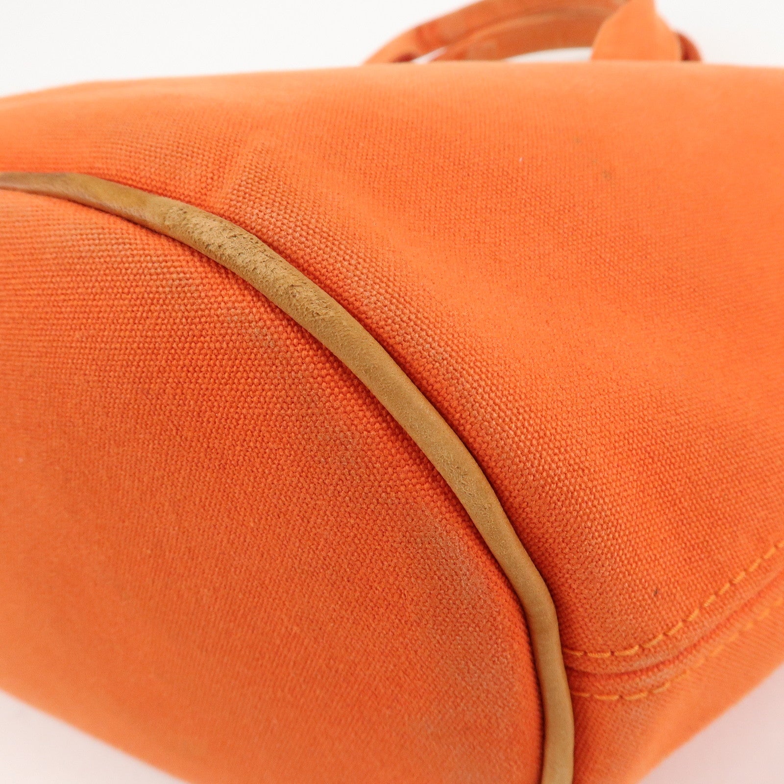 HERMES Canvas Leather Panied Plage PM Tote Bag Orange