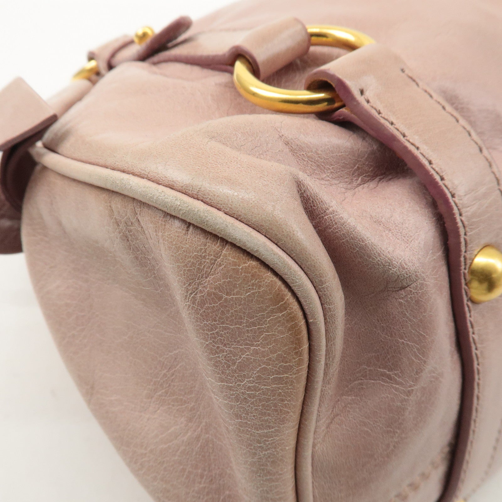 MIU MIU Leather Side Ribbon 2WAY Bag Hand Bag Shoulder Bag Pink