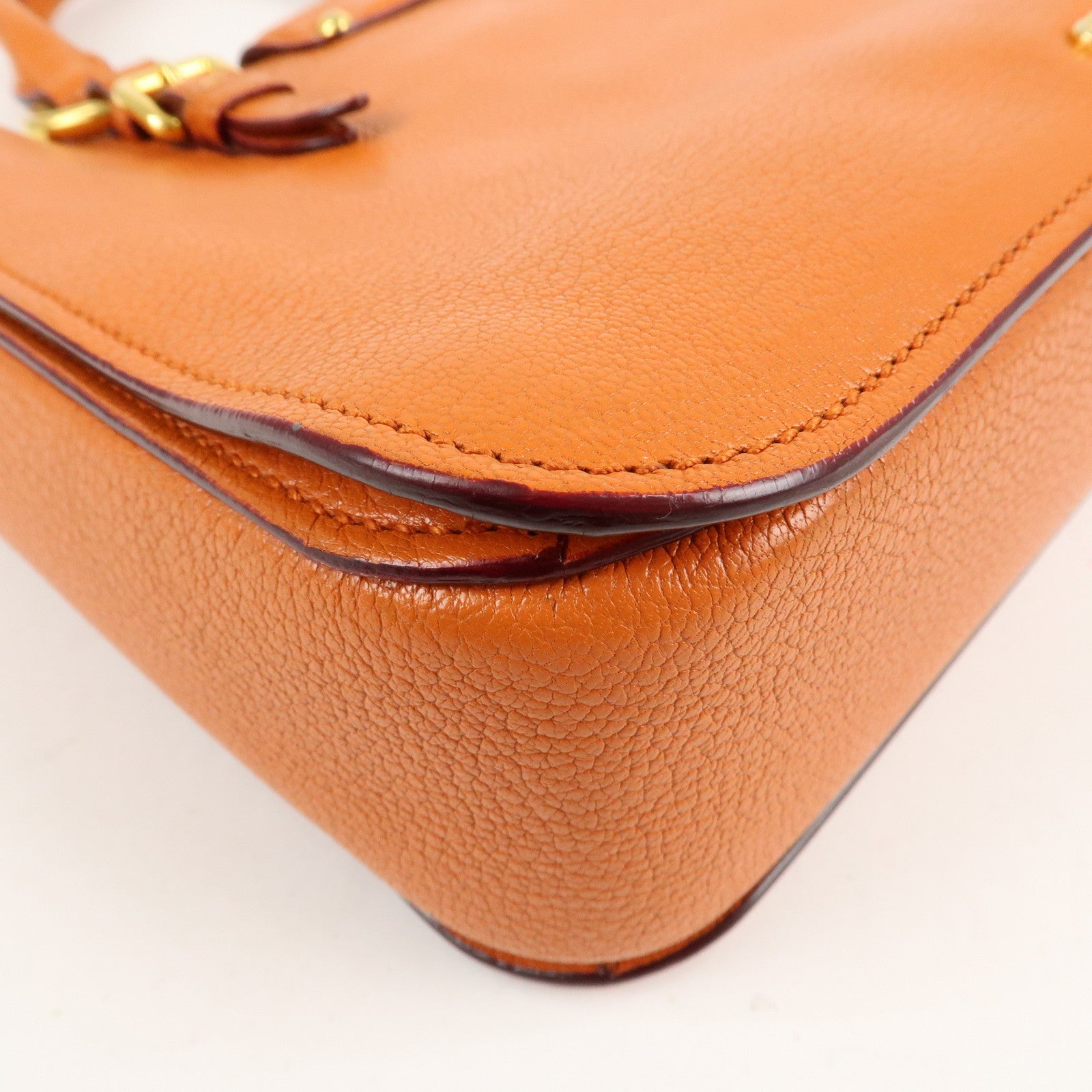 MIU MIU Madras Leather 2WAY Bag Hand Bag Orange RN0799