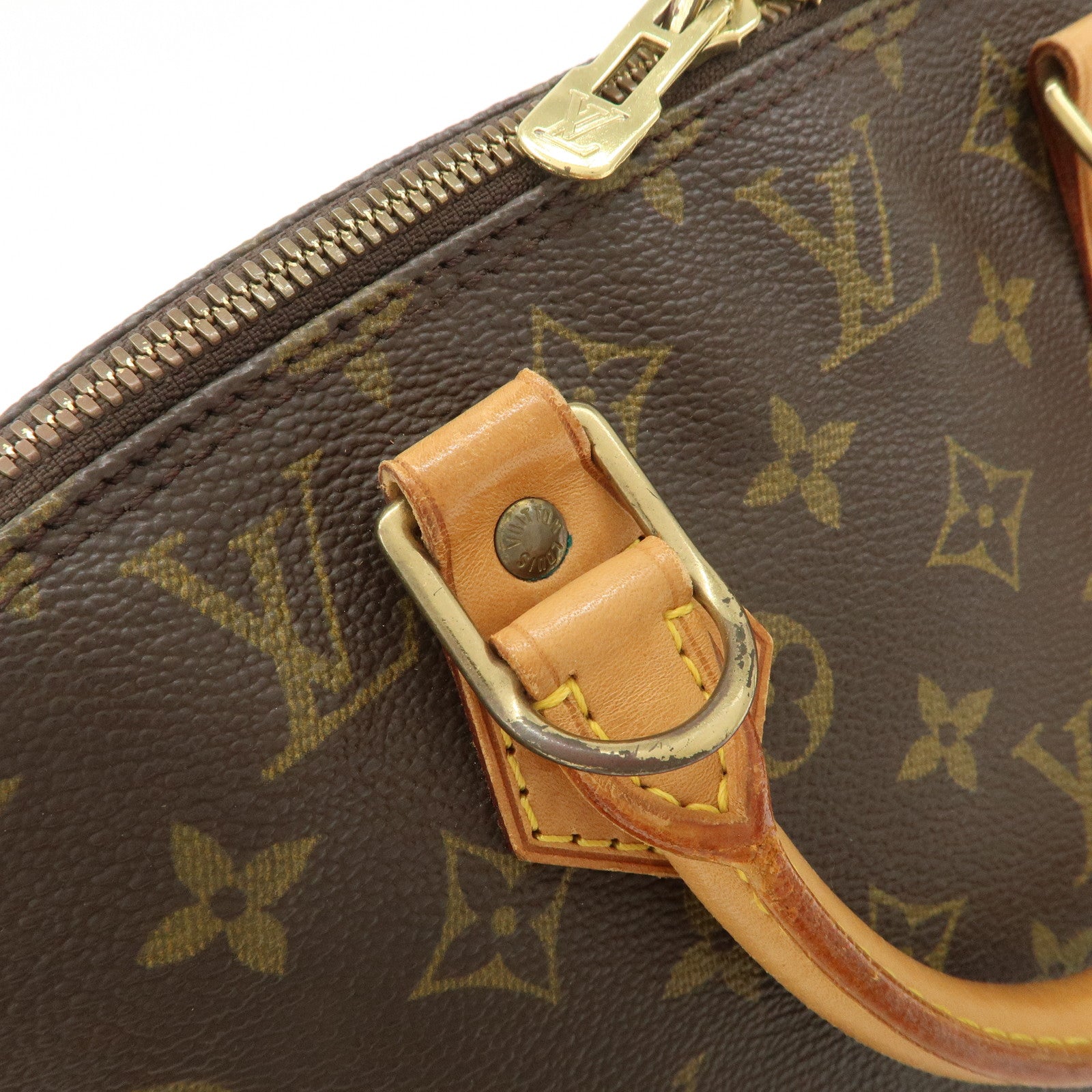 Louis Vuitton Monogram Alma Hand Bag Brown Gold Hardware M511300 Used