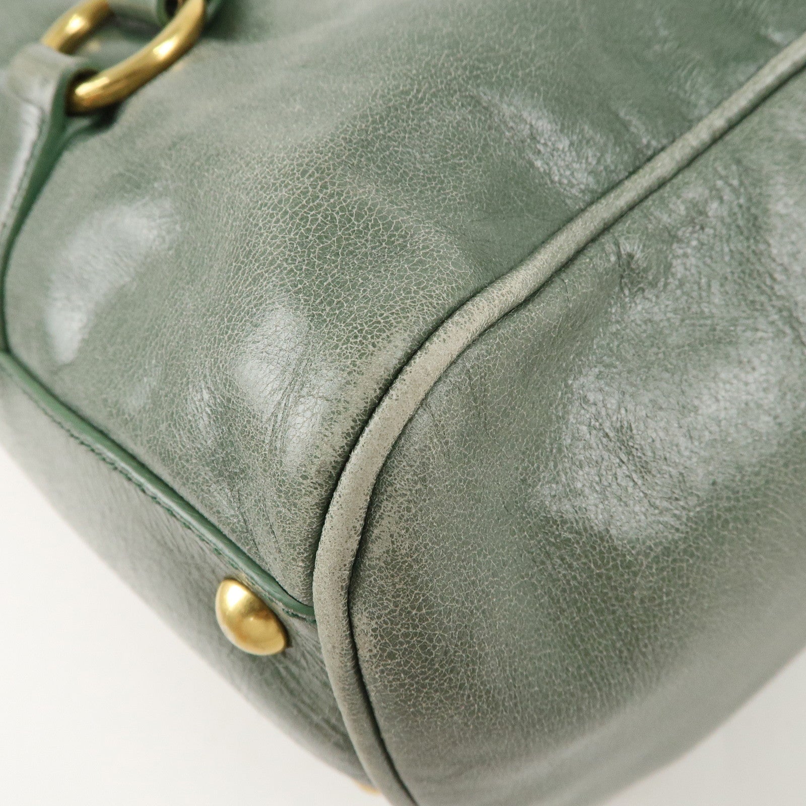 MIU MIU Leather 2Way Bag Hand Bag Shoulder Bag Green