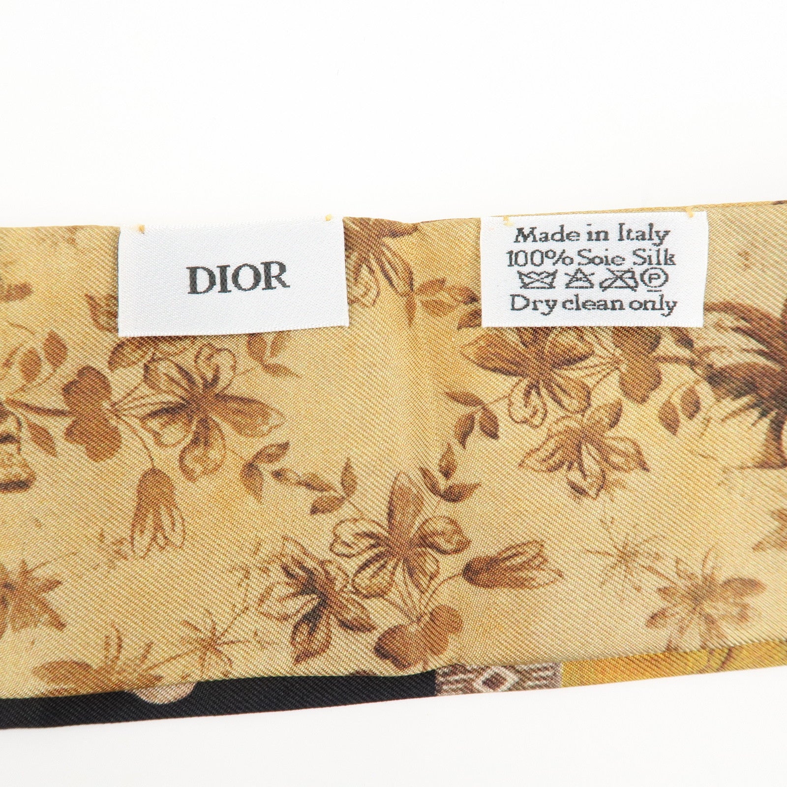 Christian Dior Silk 100% Mitza Scarf Flower Print Brown