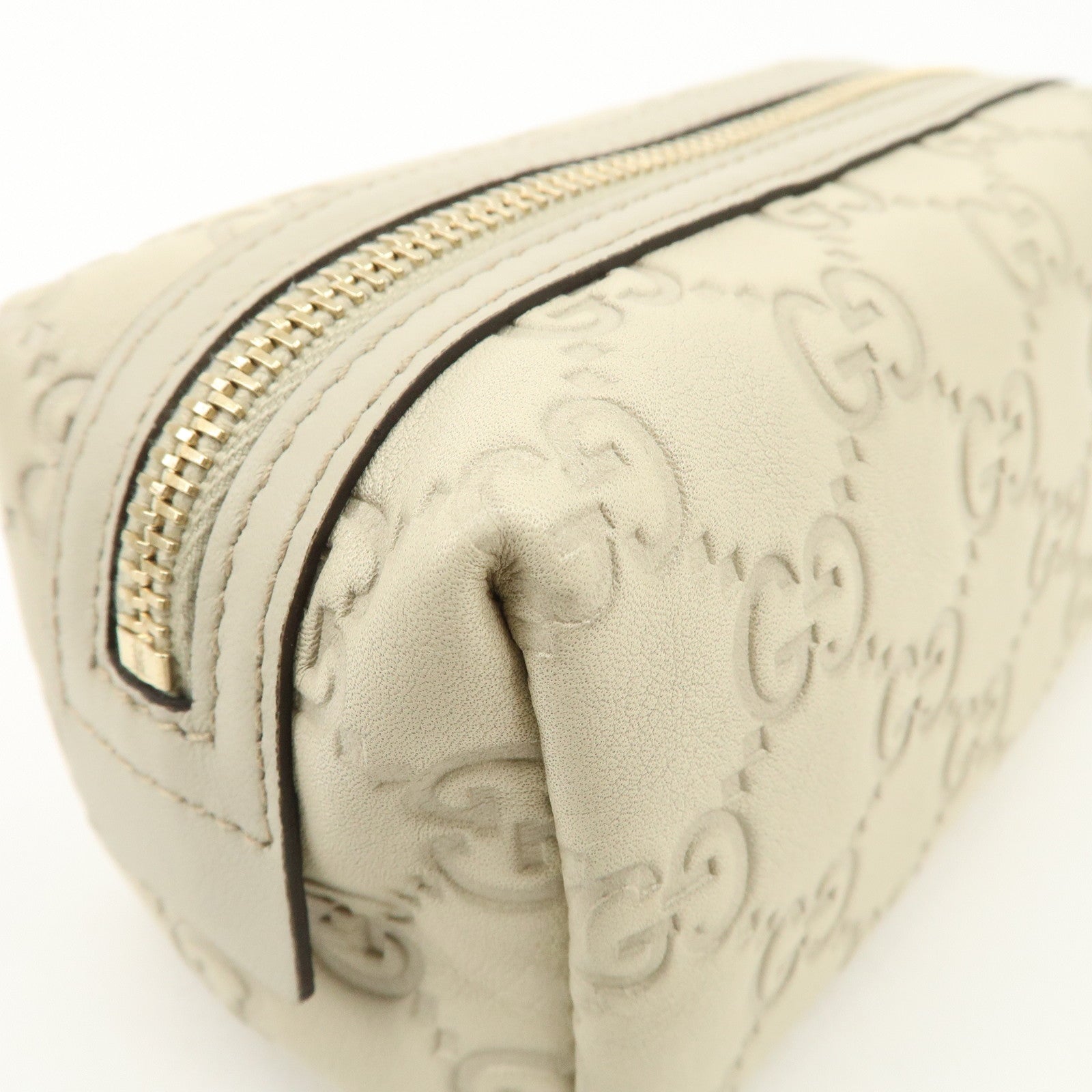 GUCCI Guccissima Leather Pouch Cosmetic Pouch Purse Ivory 153228 Used