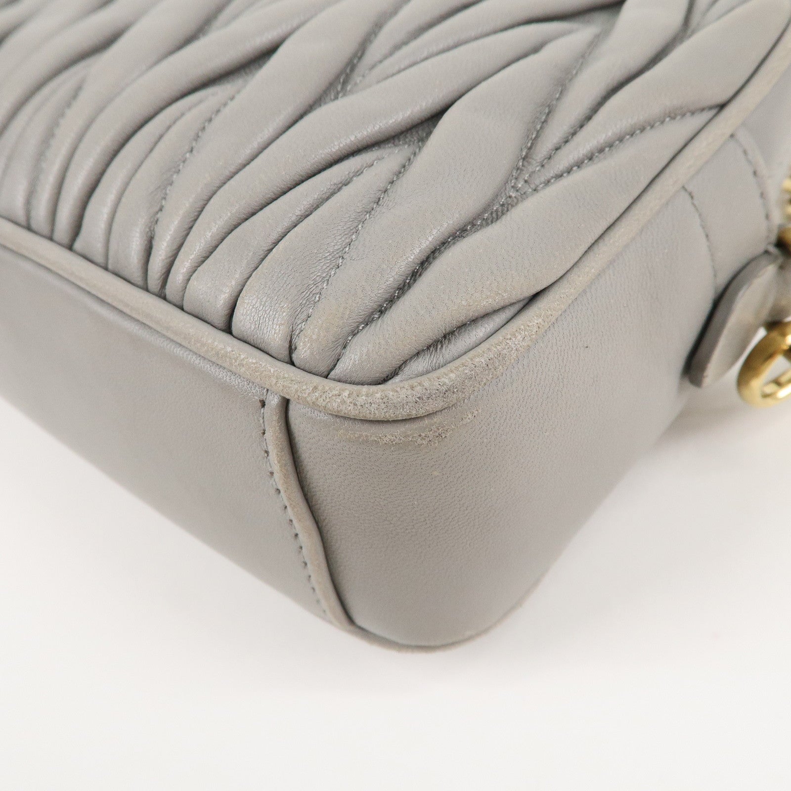 MIU MIU Matelasse Leather Chain Shoulder Bag Gray