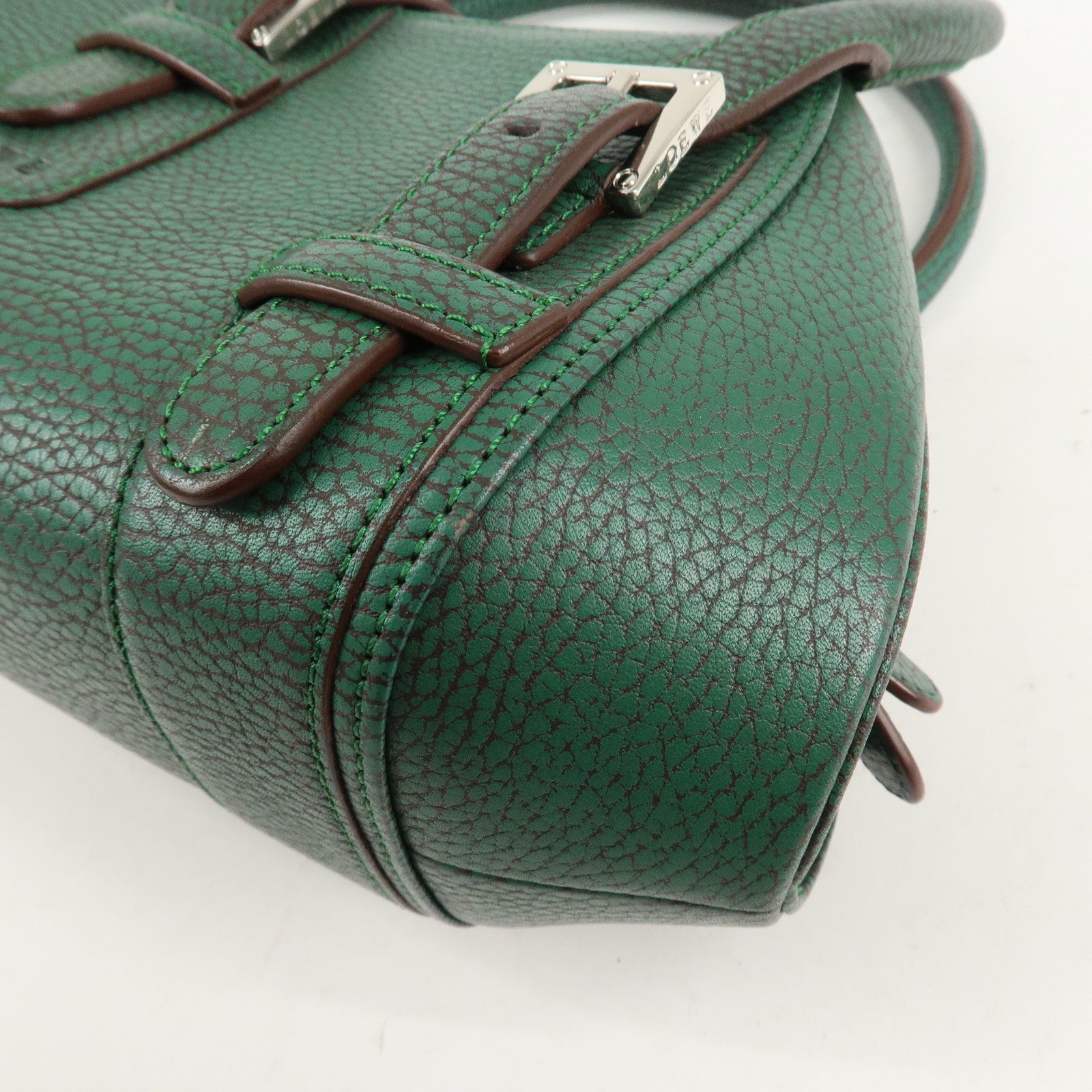 LOEWE Senda Leather Shoulder Bag Hand Bag Green