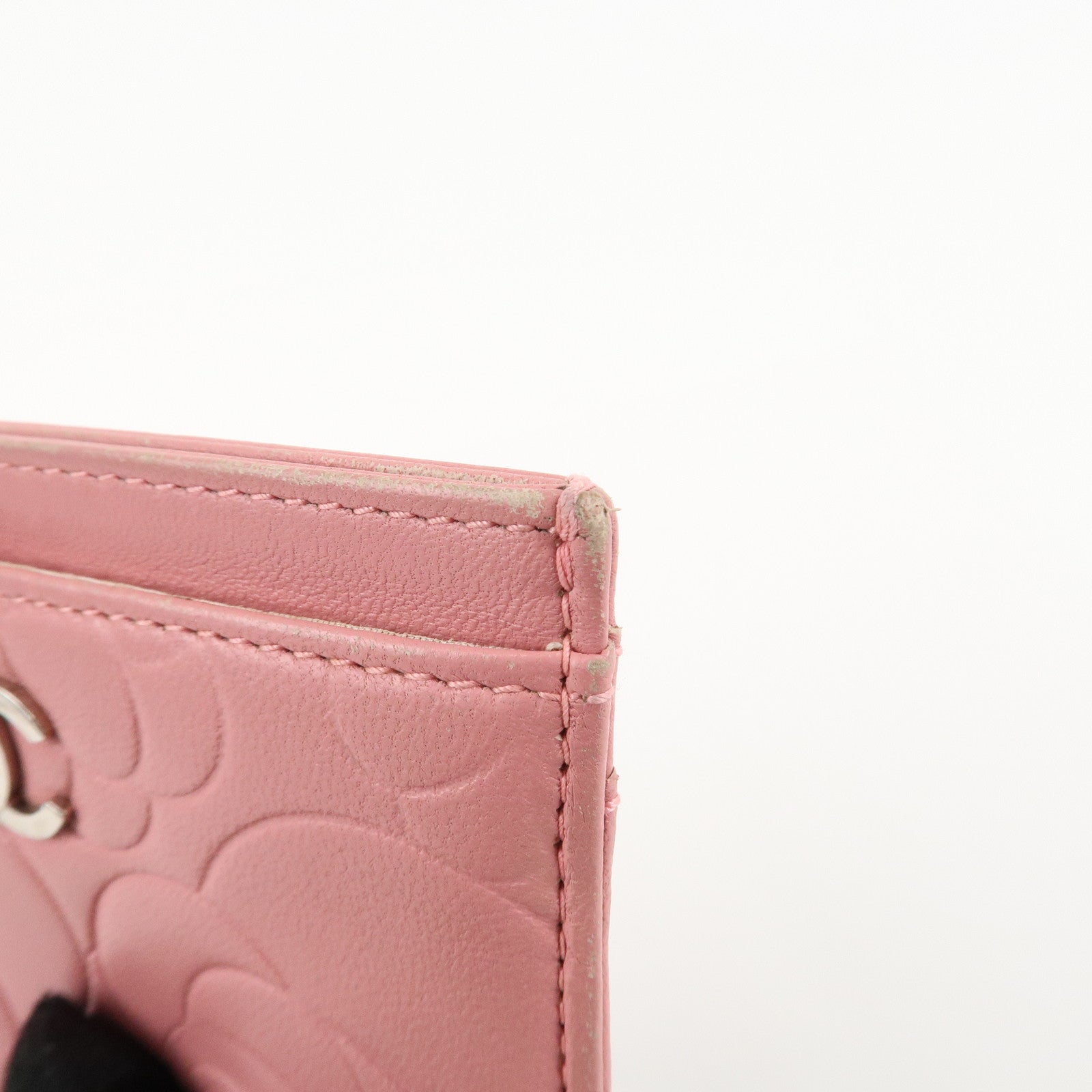 CHANEL Camelia Lamb Skin Card Case Pink A82286