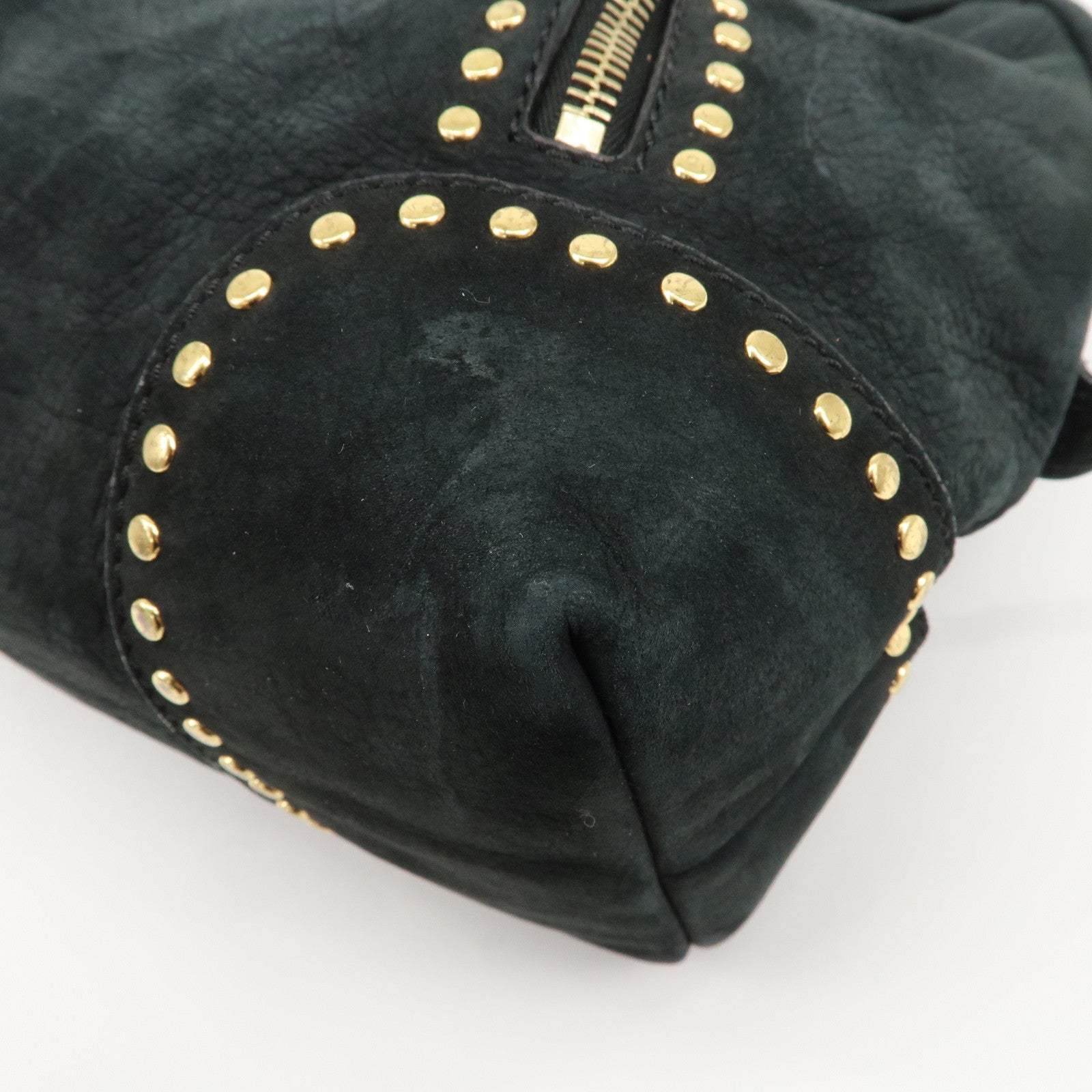 FENDI Suede Studs Mini Boston Bag Black 8BL076 Used