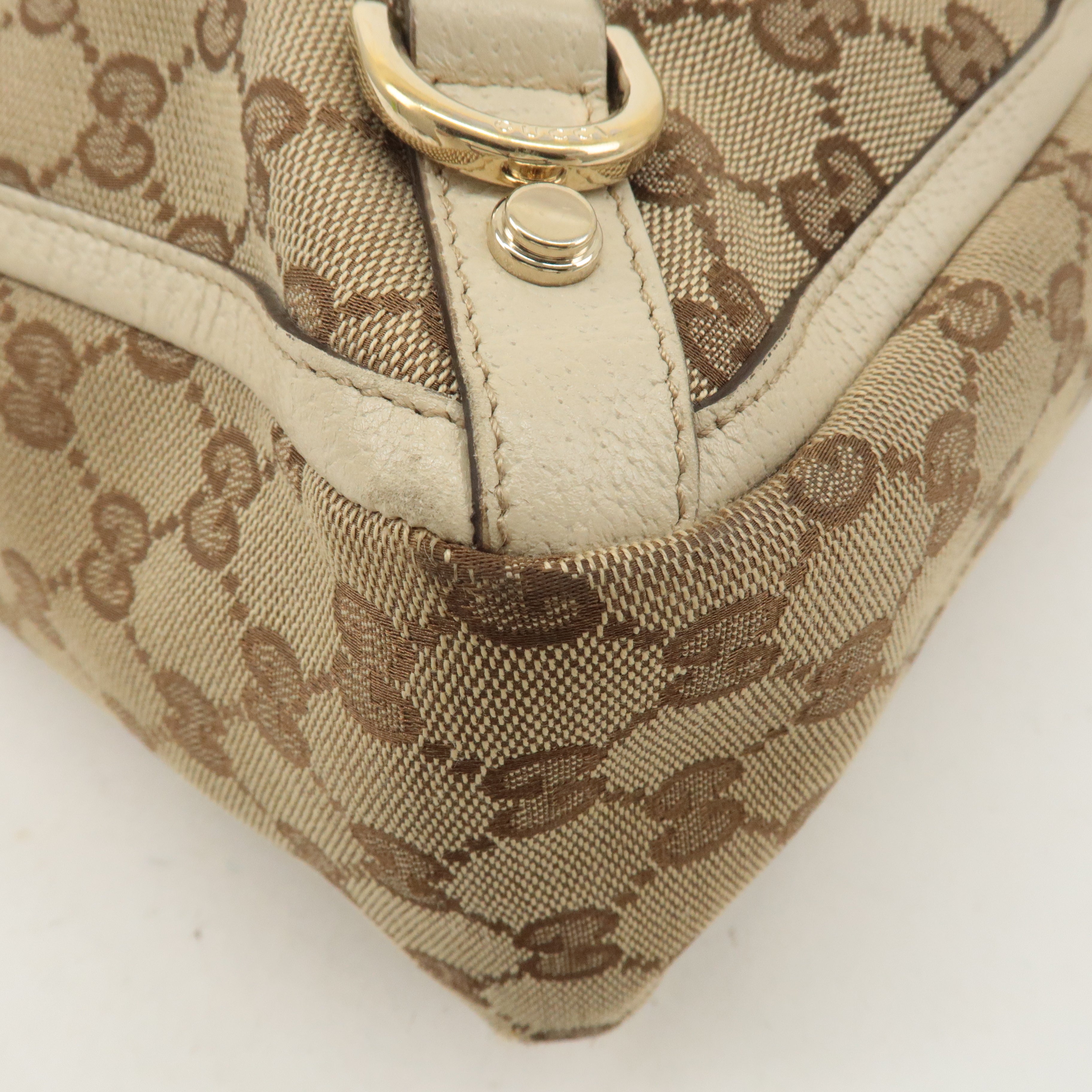 GUCCI Abbey GG Canvas Leather Tote Bag Beige Ivory 170004