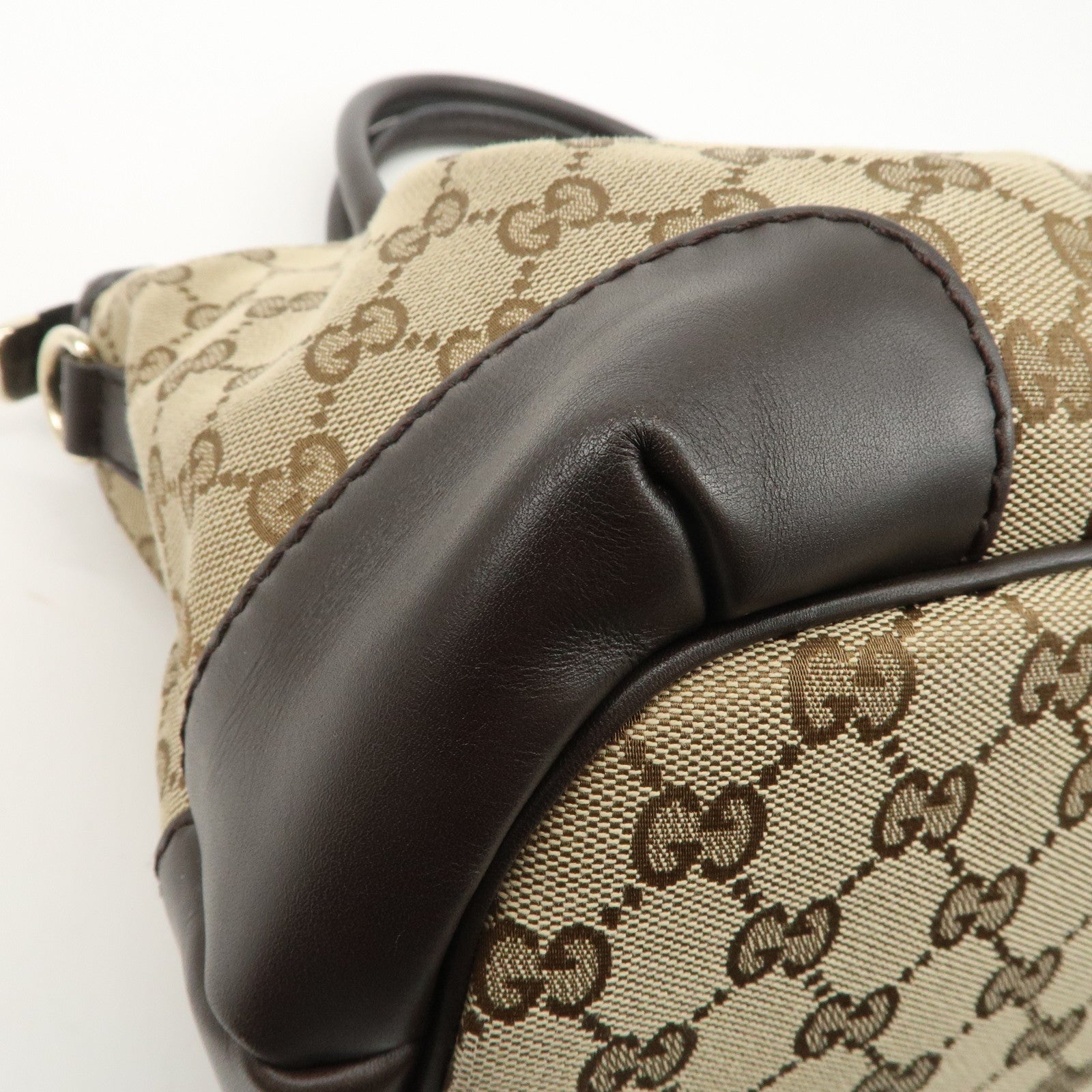 GUCCI Sukey GG Canvas Leather 2WAY Bag Beige Dark Brown 247902