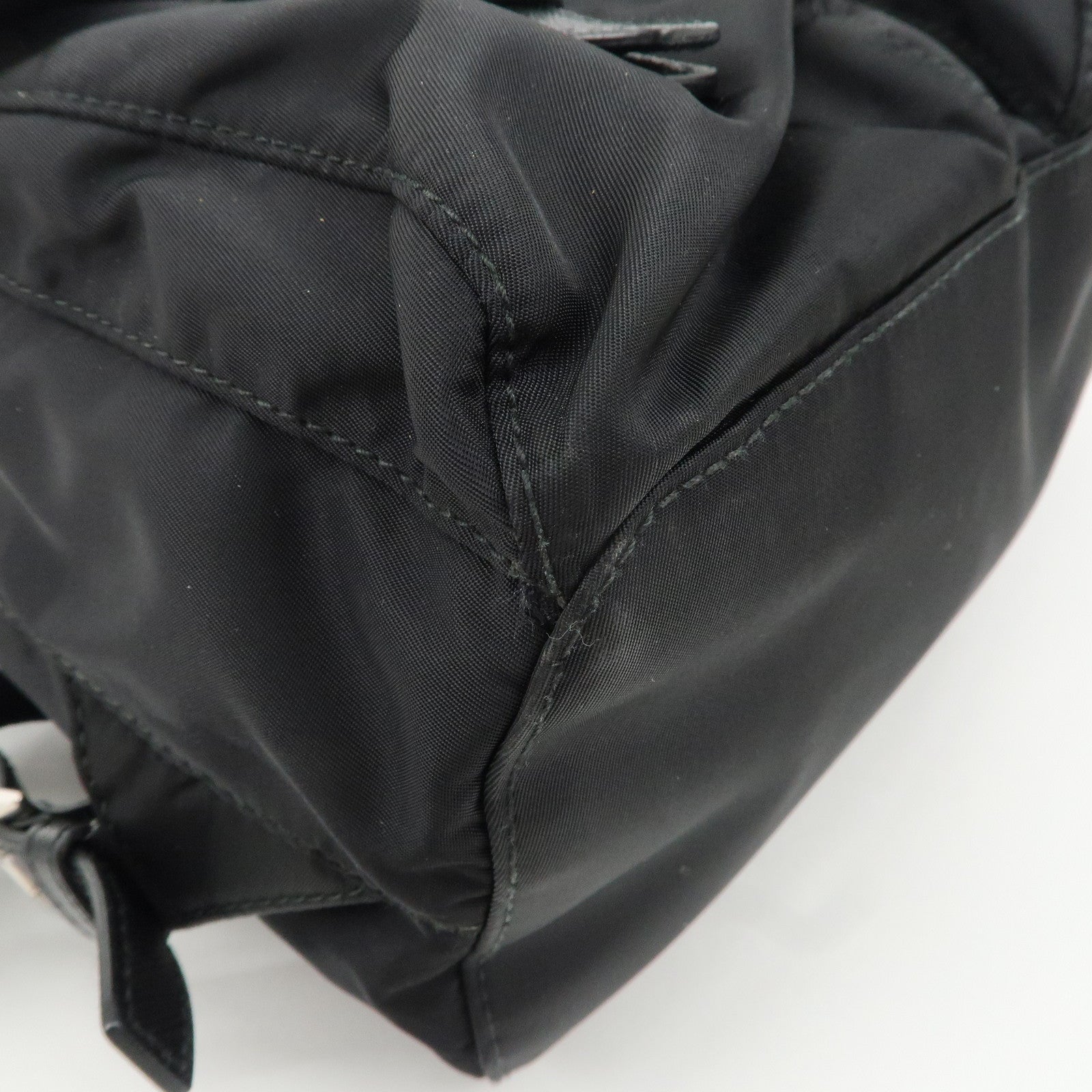 PRADA Logo Nylon Lether Back Pack Ruck Sack Black