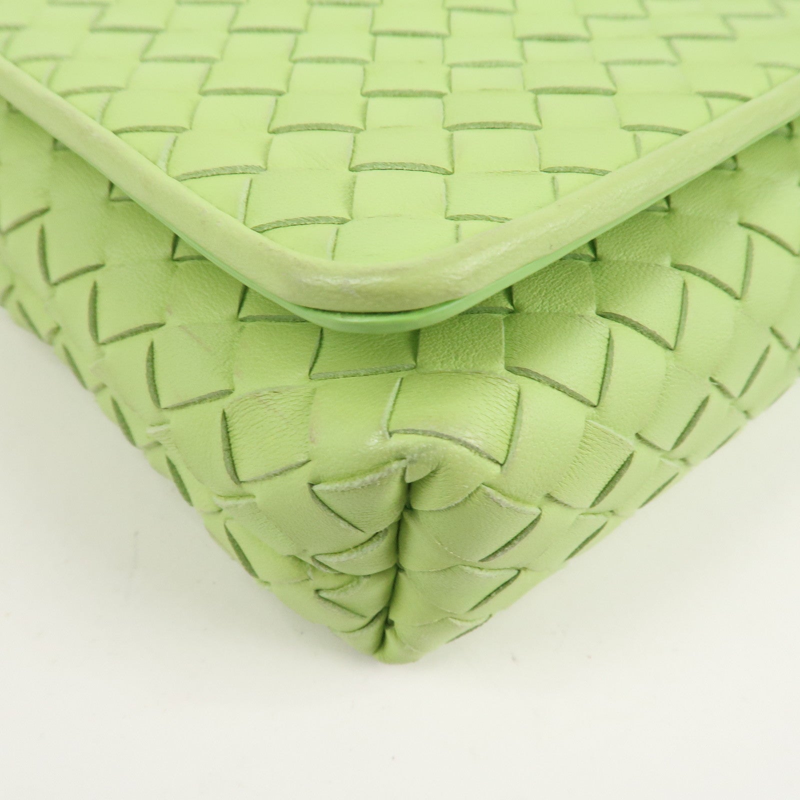 BOTTEGA VENETA Intrecciato Leather Shoulder Bag Light Green