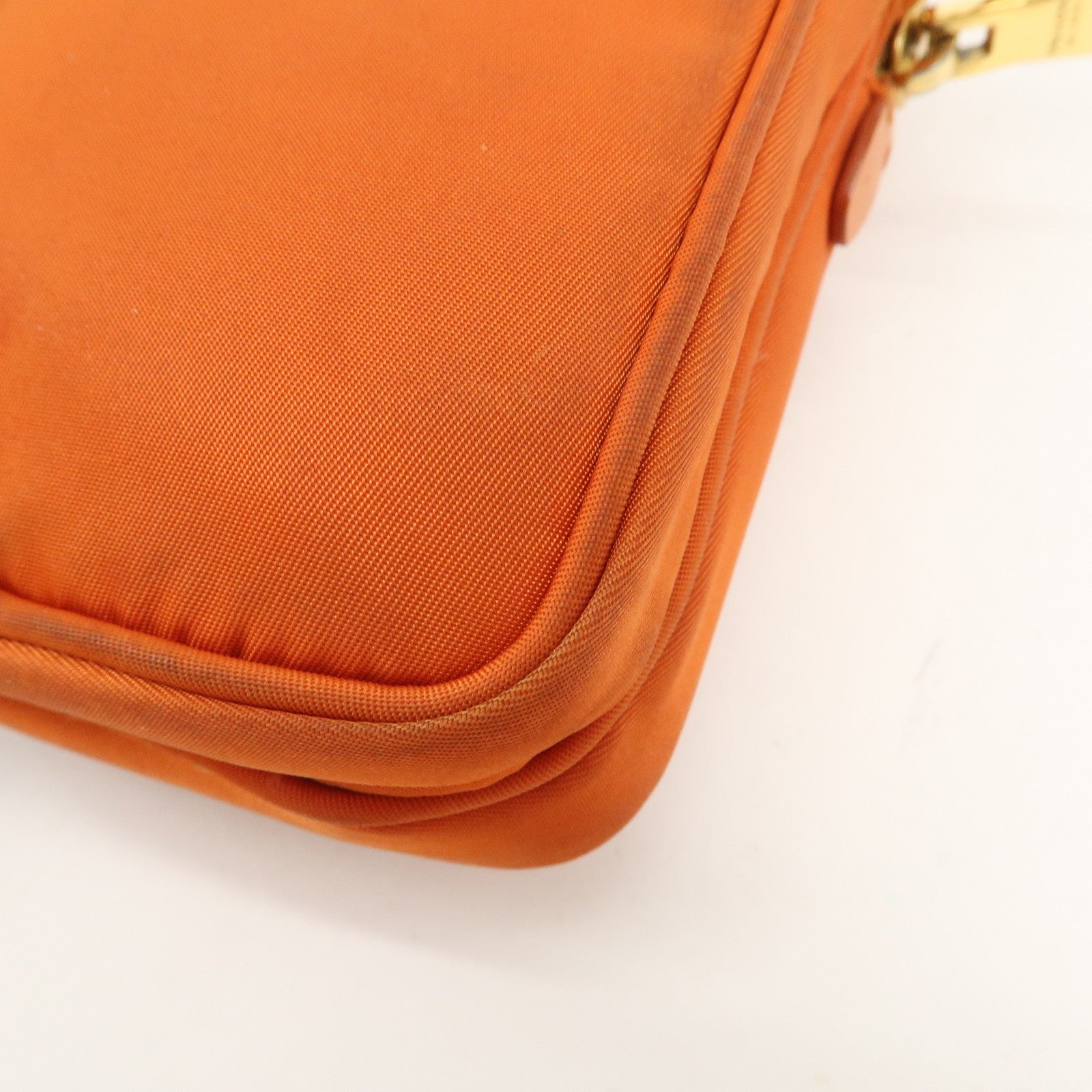 PRADA Nylon Leather Shoulder Bag Crossbody Bag Orange