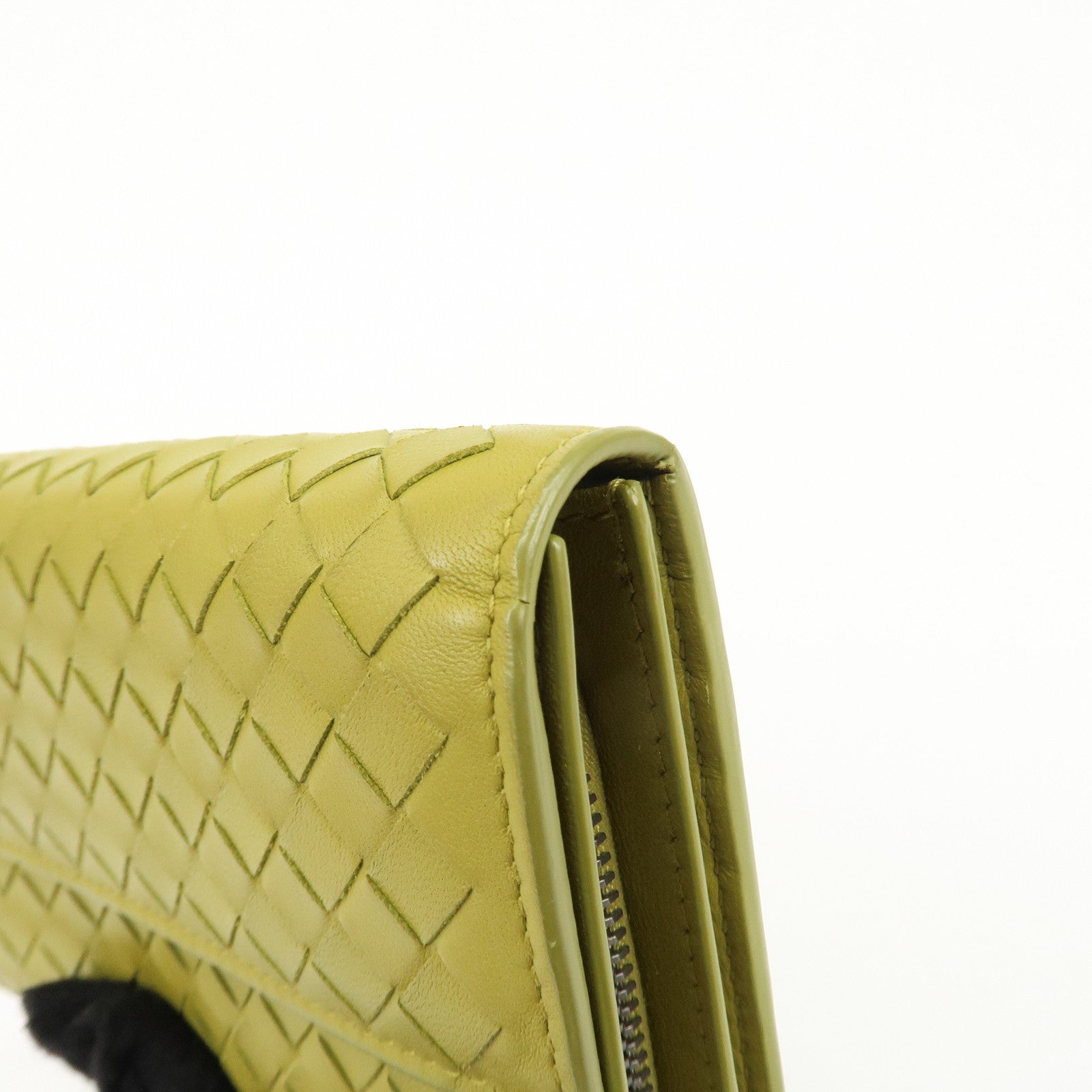 BOTTEGA VENETA Intrecciato Leather Bi-fold Long Wallet Yellow