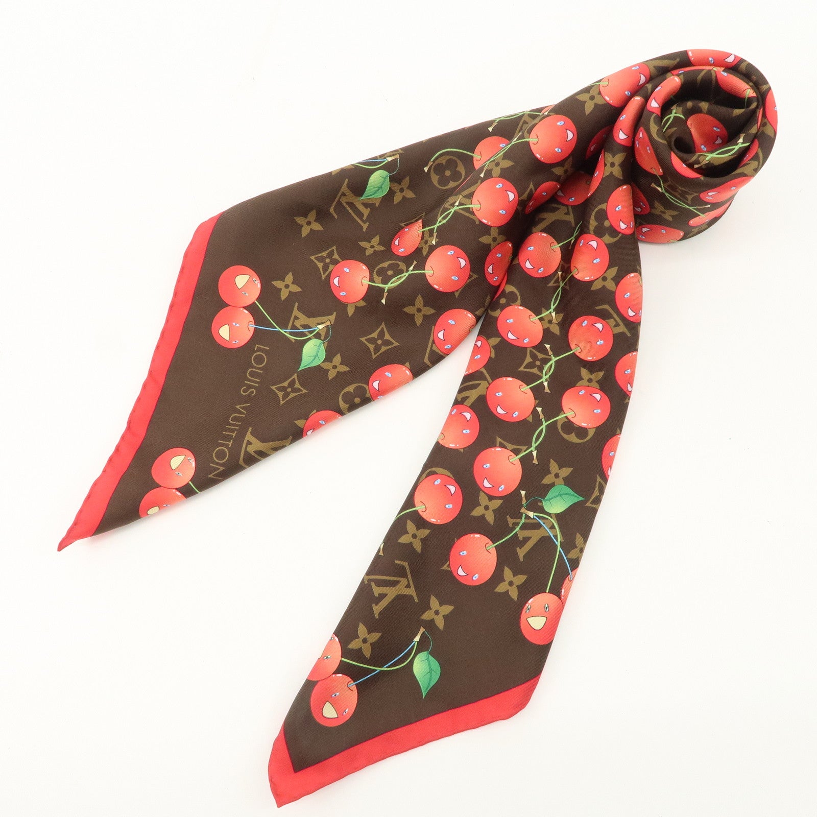 Louis Vuitton Monogram Cherry Silk 100% Scarf M71962 Used