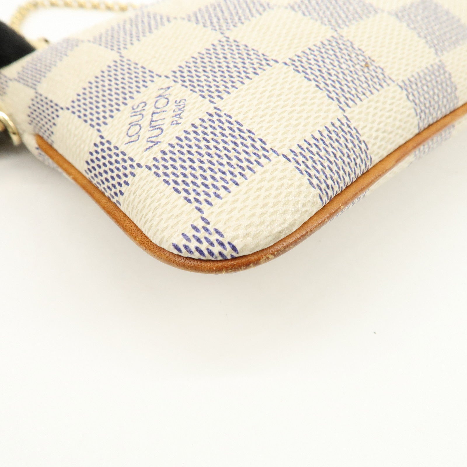 Louis Vuitton Damier Azur Pochette Milla MM Mini Pouch N60027 Used