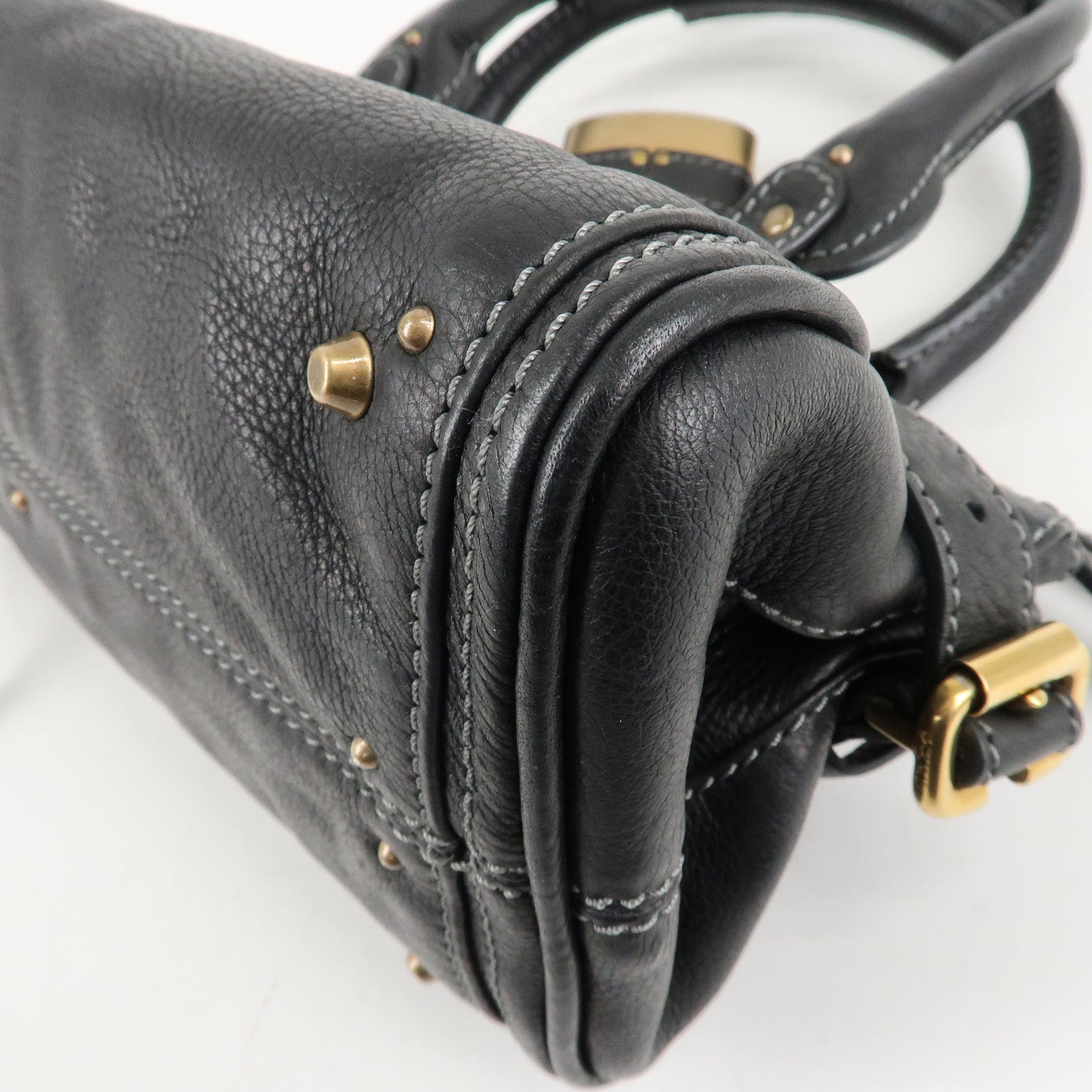 Chloe Paddington Leather Shoulder Bag Hand Bag Black Gold HDW Used