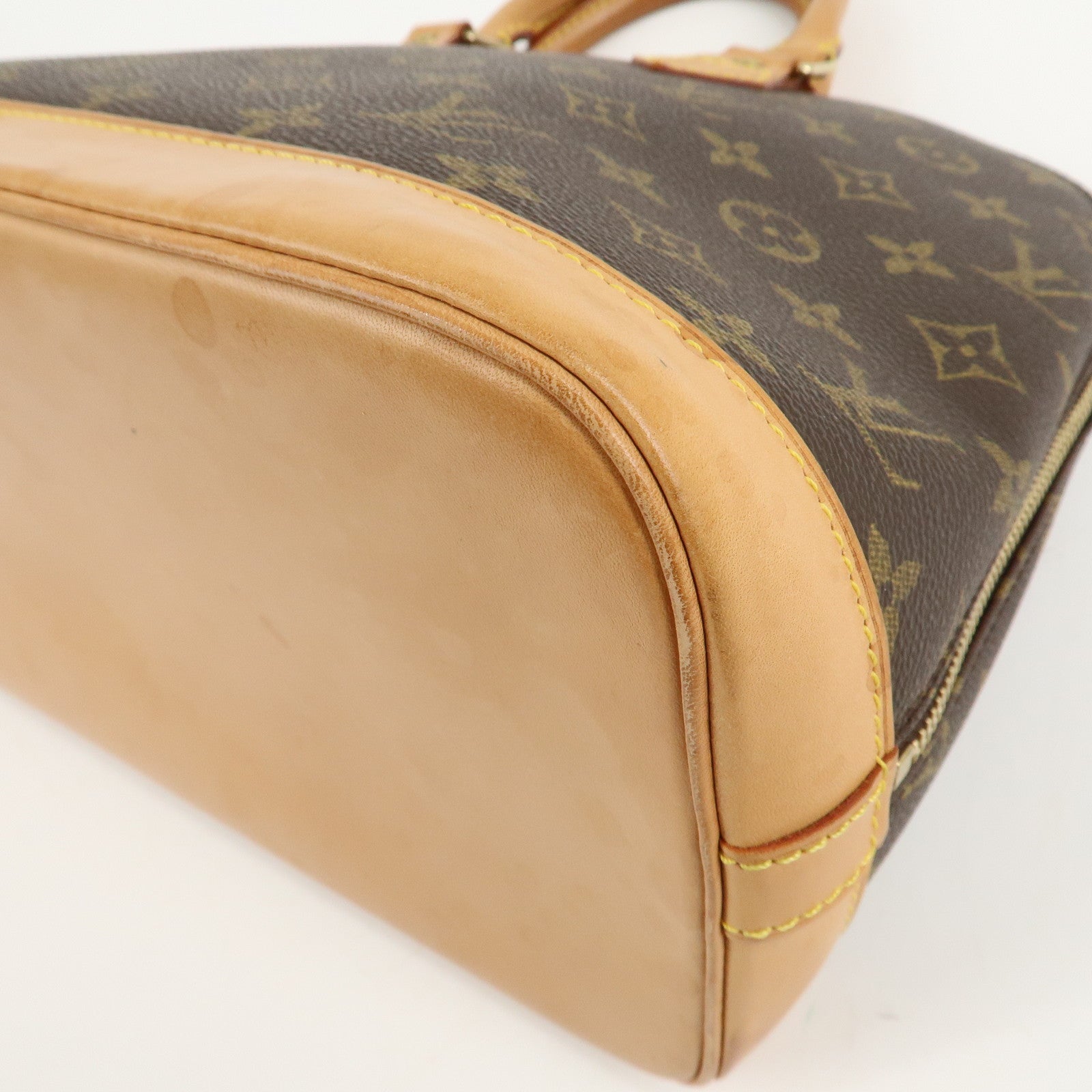 Louis Vuitton Monogram Alma Hand Bag Brown Gold HDW M51130 Used