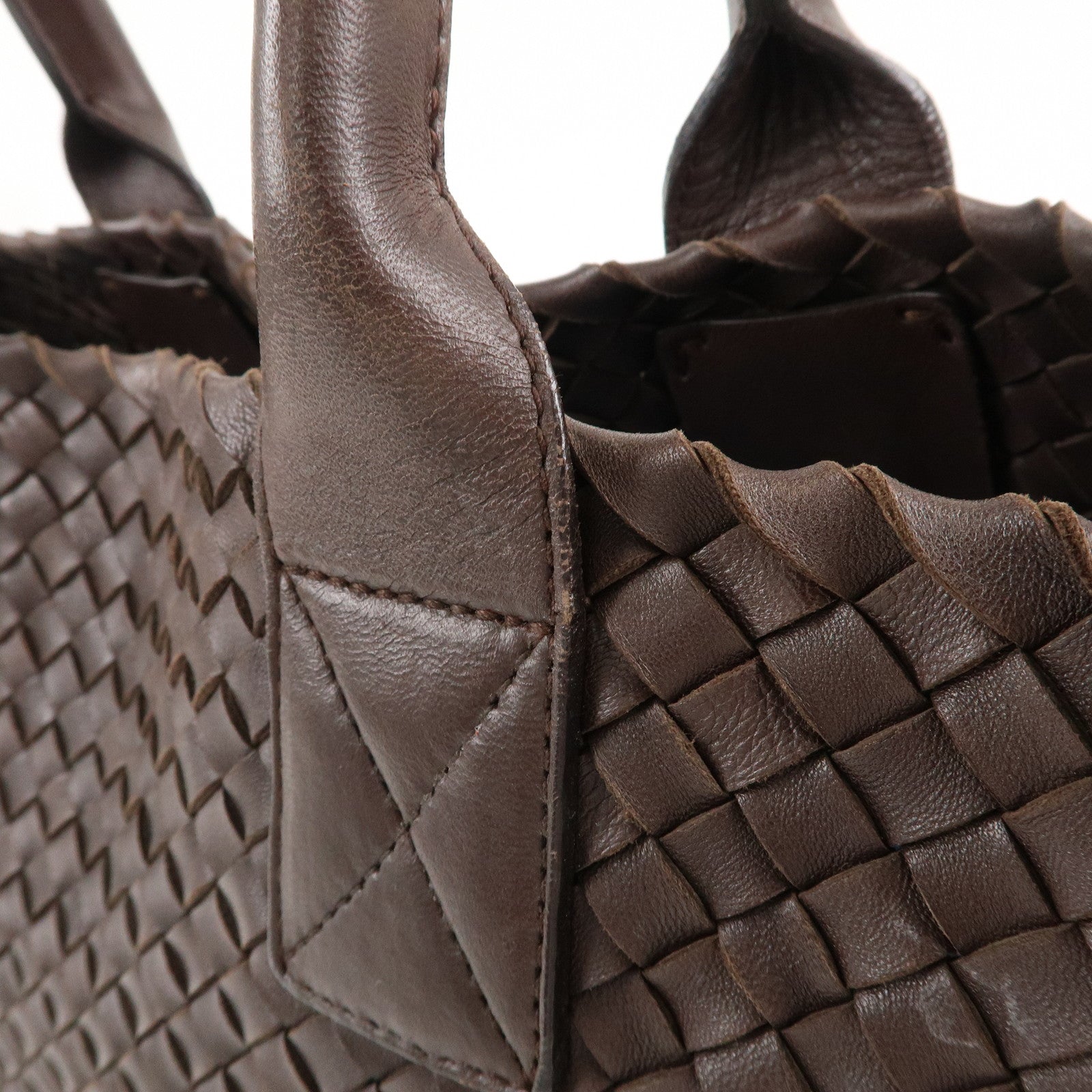 BOTTEGA VENETA Intrecciato Leather Cabas MM Tote Bag Brown 115664