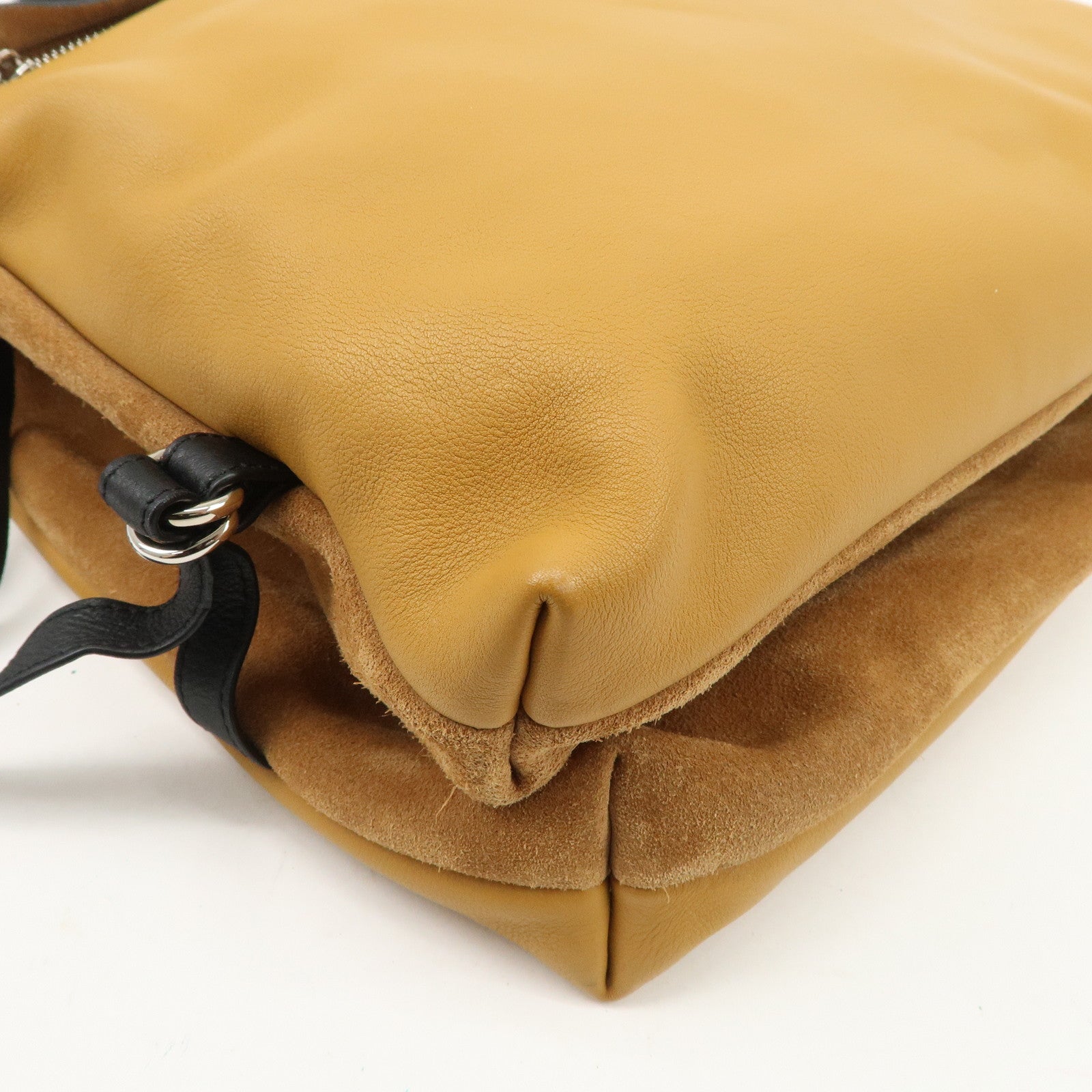 LOEWE Leather Suede Tent Bag Shoulder Bag Brown Silver HDW Used