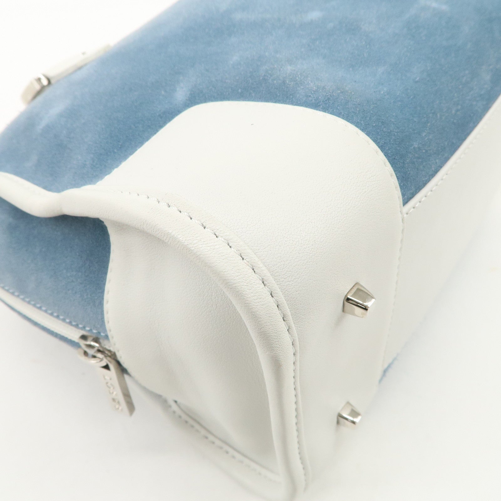 LOEWE Anagram Suede Leather Amazona 27 Hand Bag White Blue