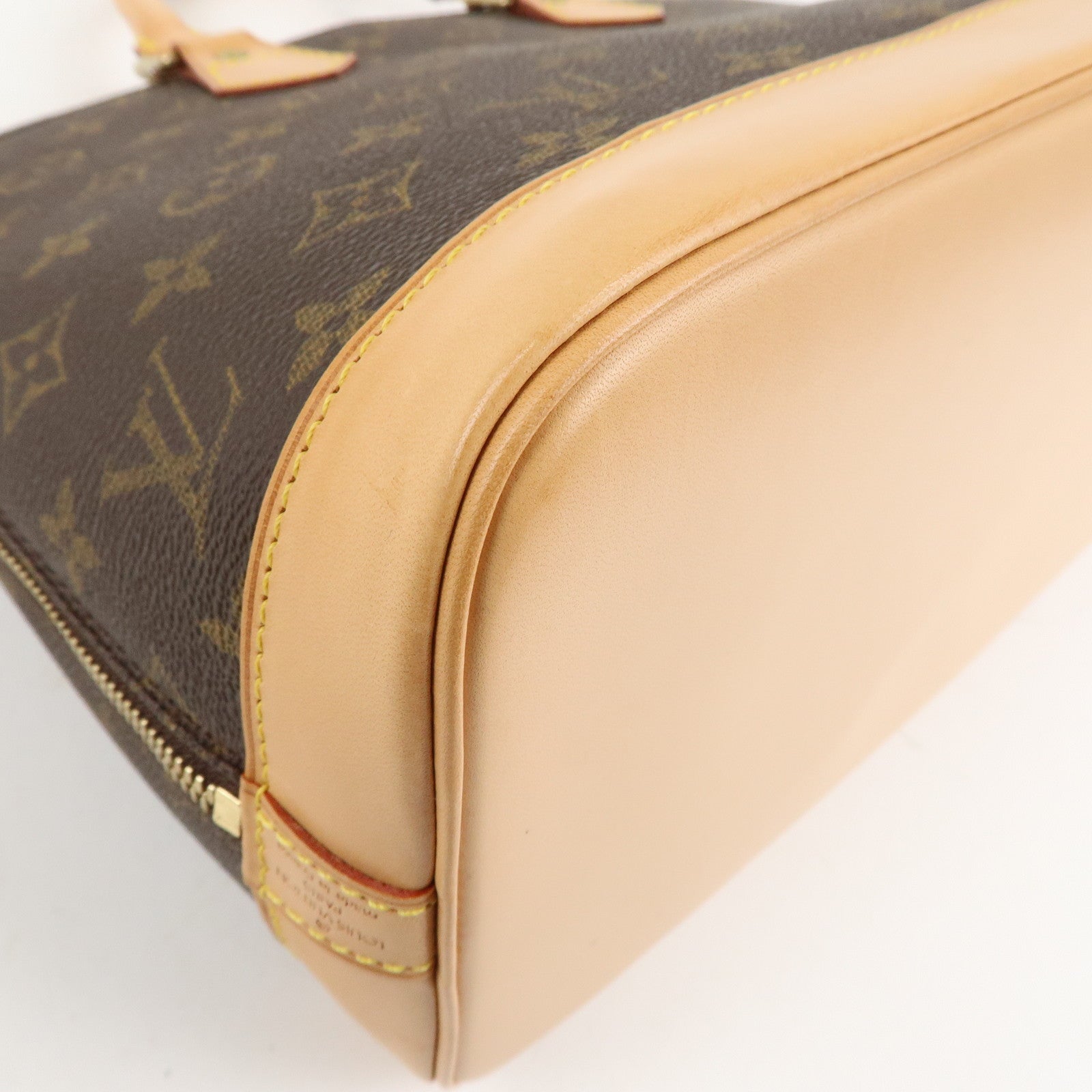 Louis Vuitton Monogram Alma Hand Bag Brown Gold Hardware M51130