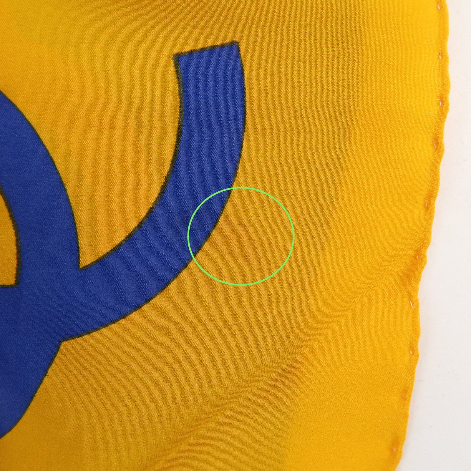 CHANEL 100% Silk Scarf 90×90 Blue Yellow Red