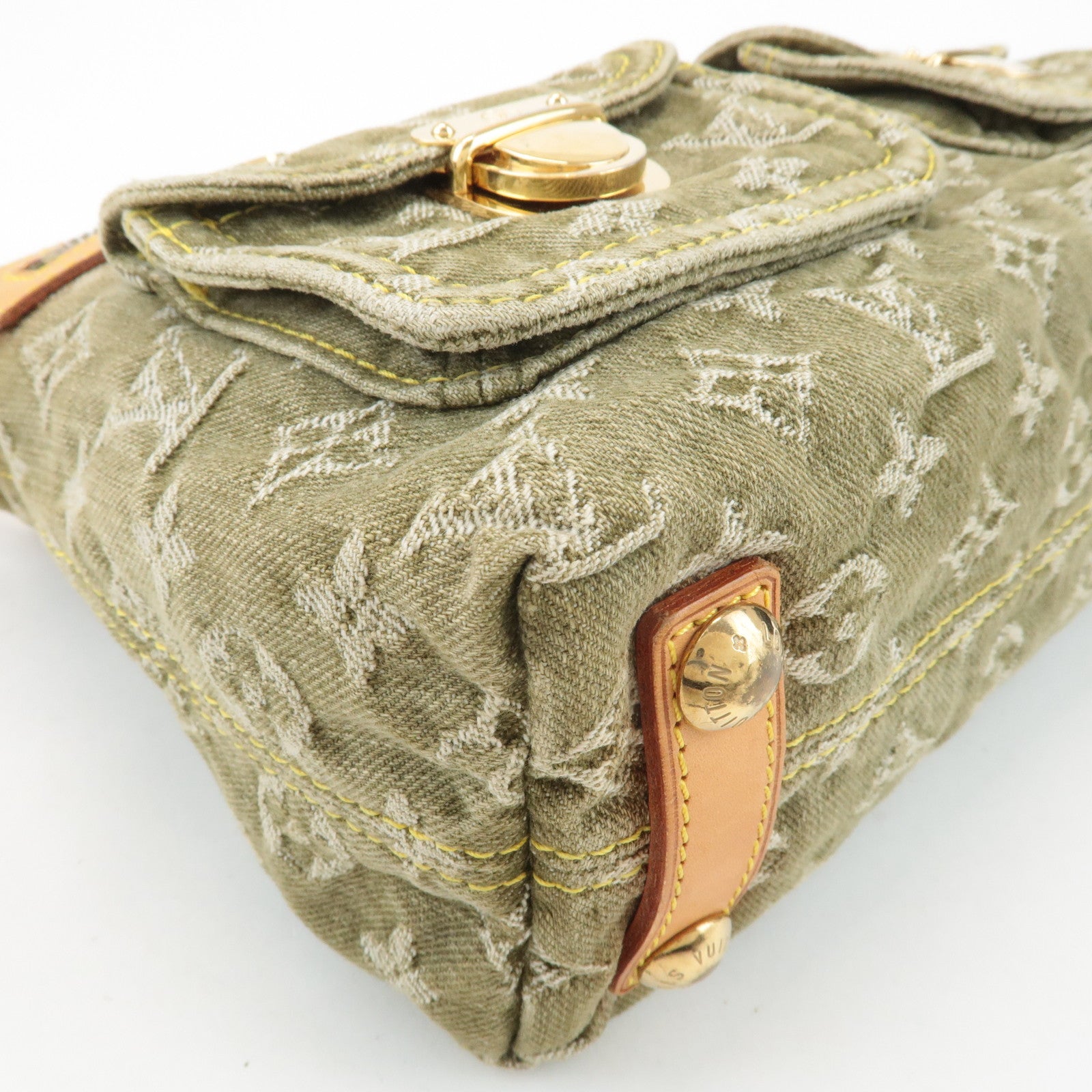 Louis Vuitton Monogram Denim Baggy PM Shoulder Bag Khaki M95213 Used