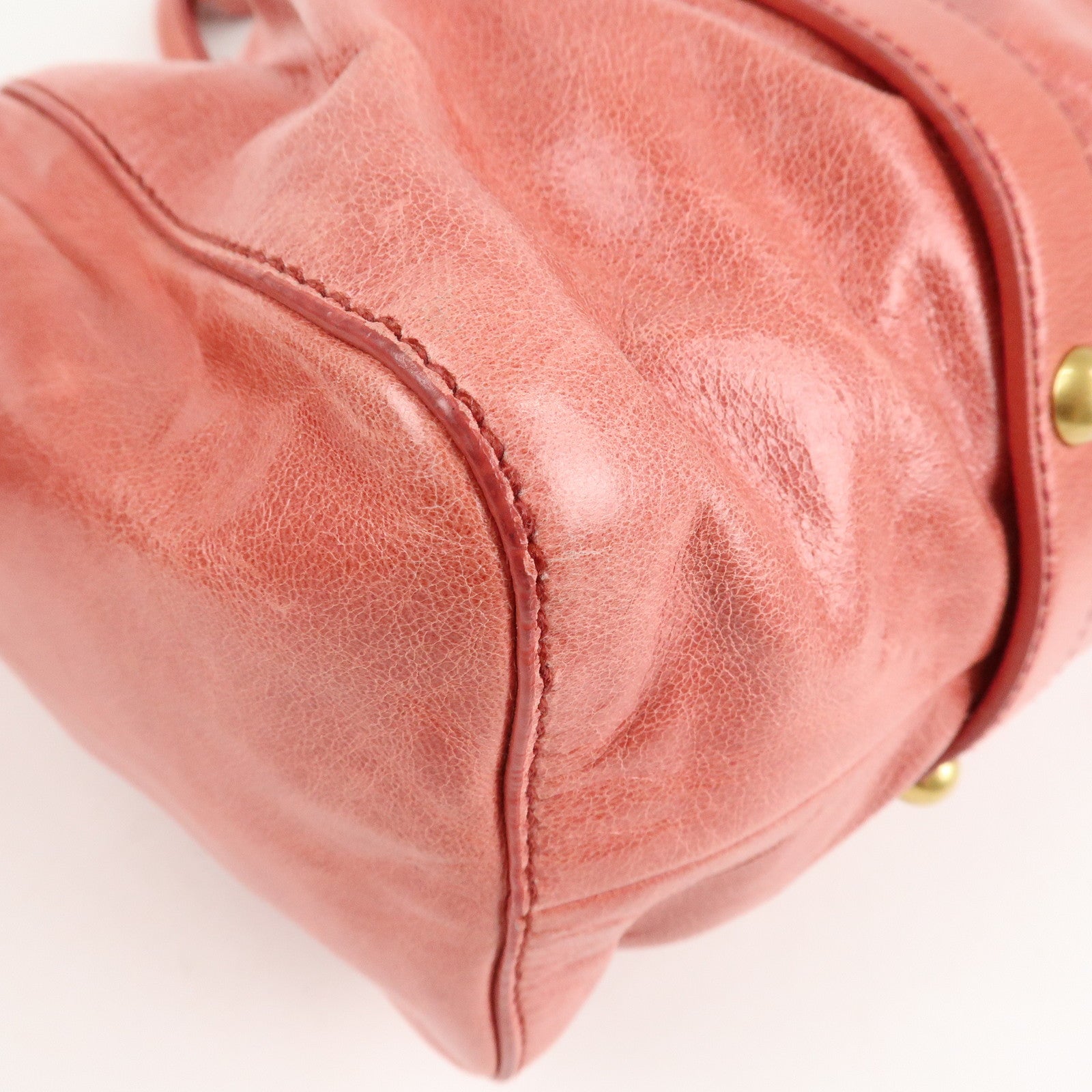 MIU MIU Leather 2Way Bag Shoulder Bag Hand Bag Pink RT0383 Used