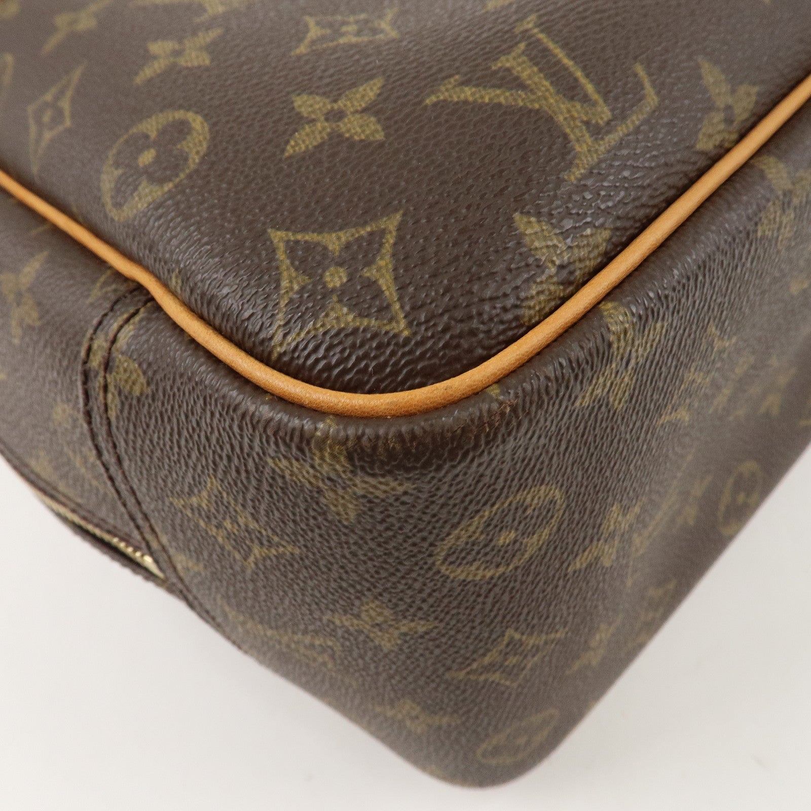 Louis Vuitton Monogram Deauville Hand Bag Brown M47270 Used