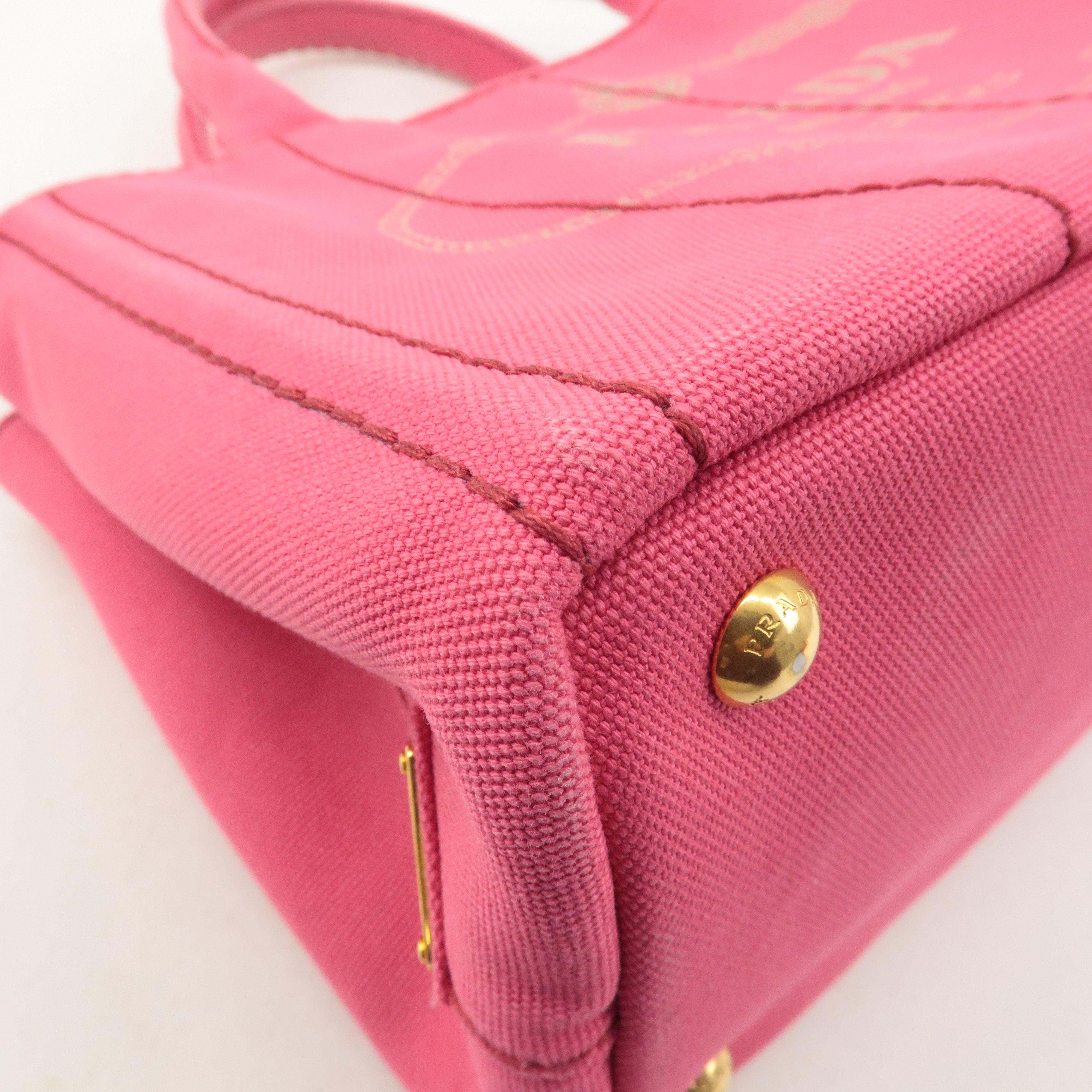 PRADA Logo Canapa Mini Canvas 2Way Shoulder Bag Pink 1BG439