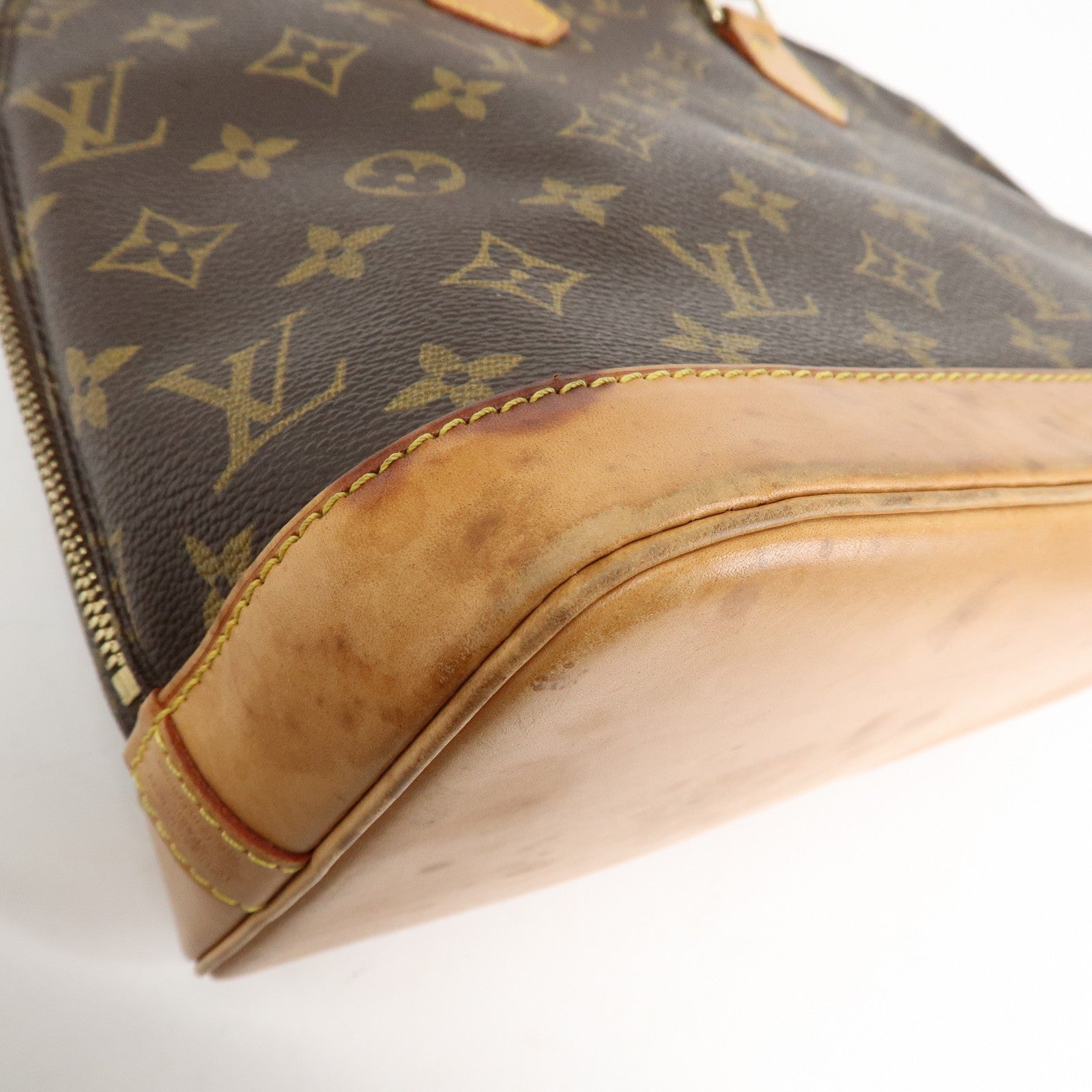 Louis Vuitton Monogram Alma Hand Bag Brown Gold Hardware M51130 Used