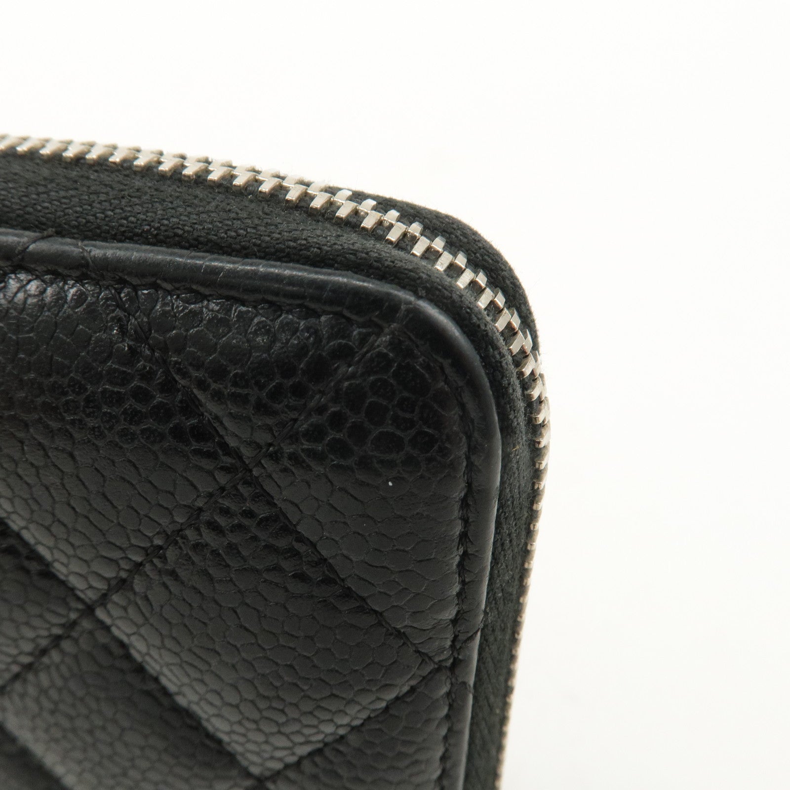 CHANEL Matelasse Caviar Skin Long Wallet Zip Around Black A50097