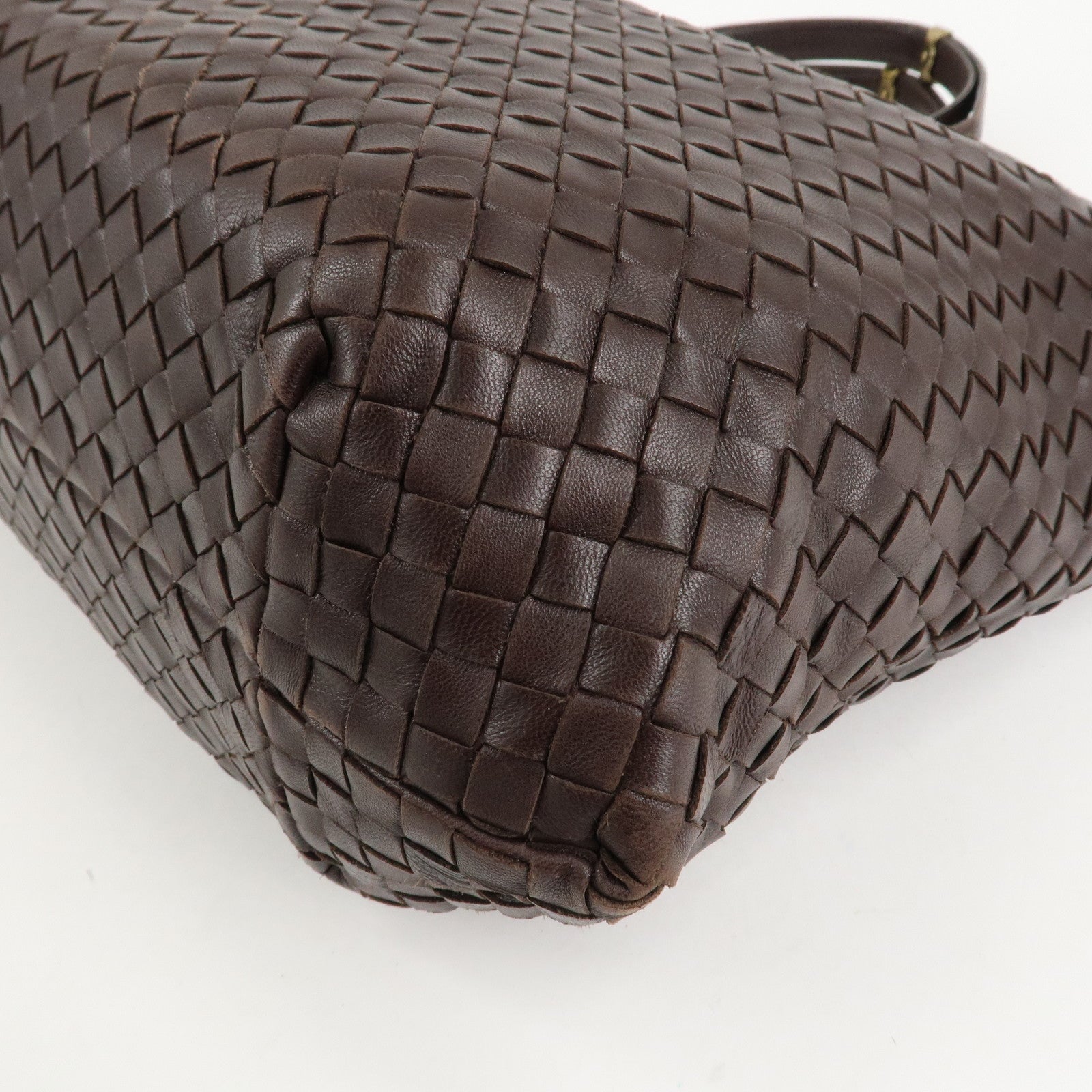 BOTTEGA VENETA Intrecciato Leather Tote Bag Dark Brown 162197