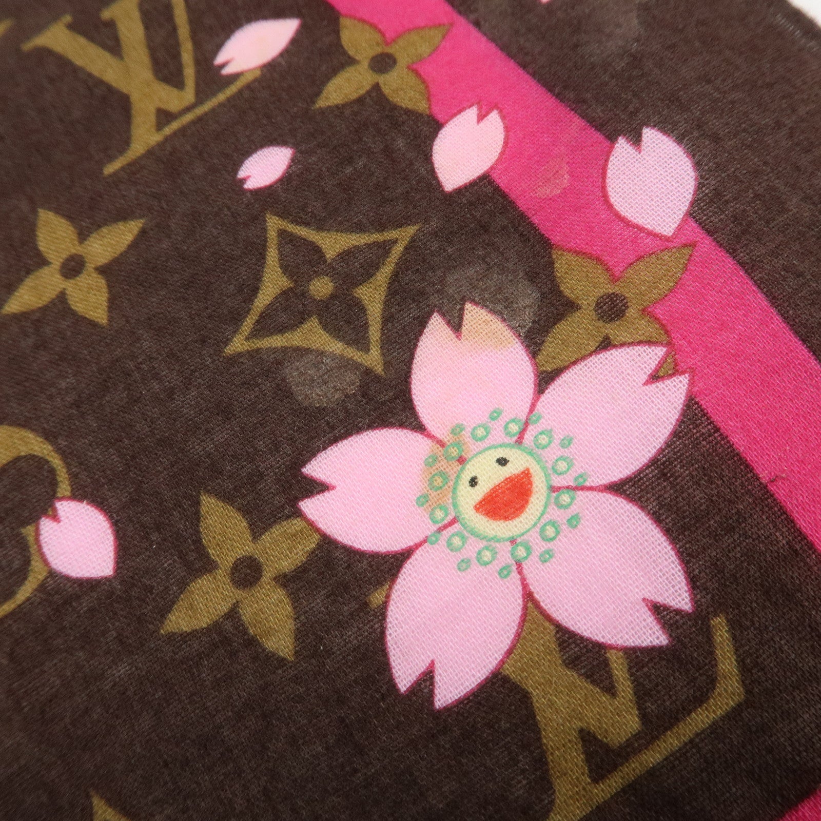 Louis Vuitton Monogram Cherry Blossom 100% Cotton Scarf M71920 Used