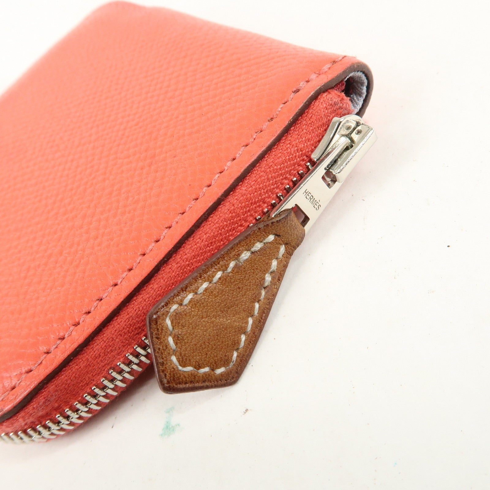 HERMES Leather Azap Silkin Coin Case X Engraved Red