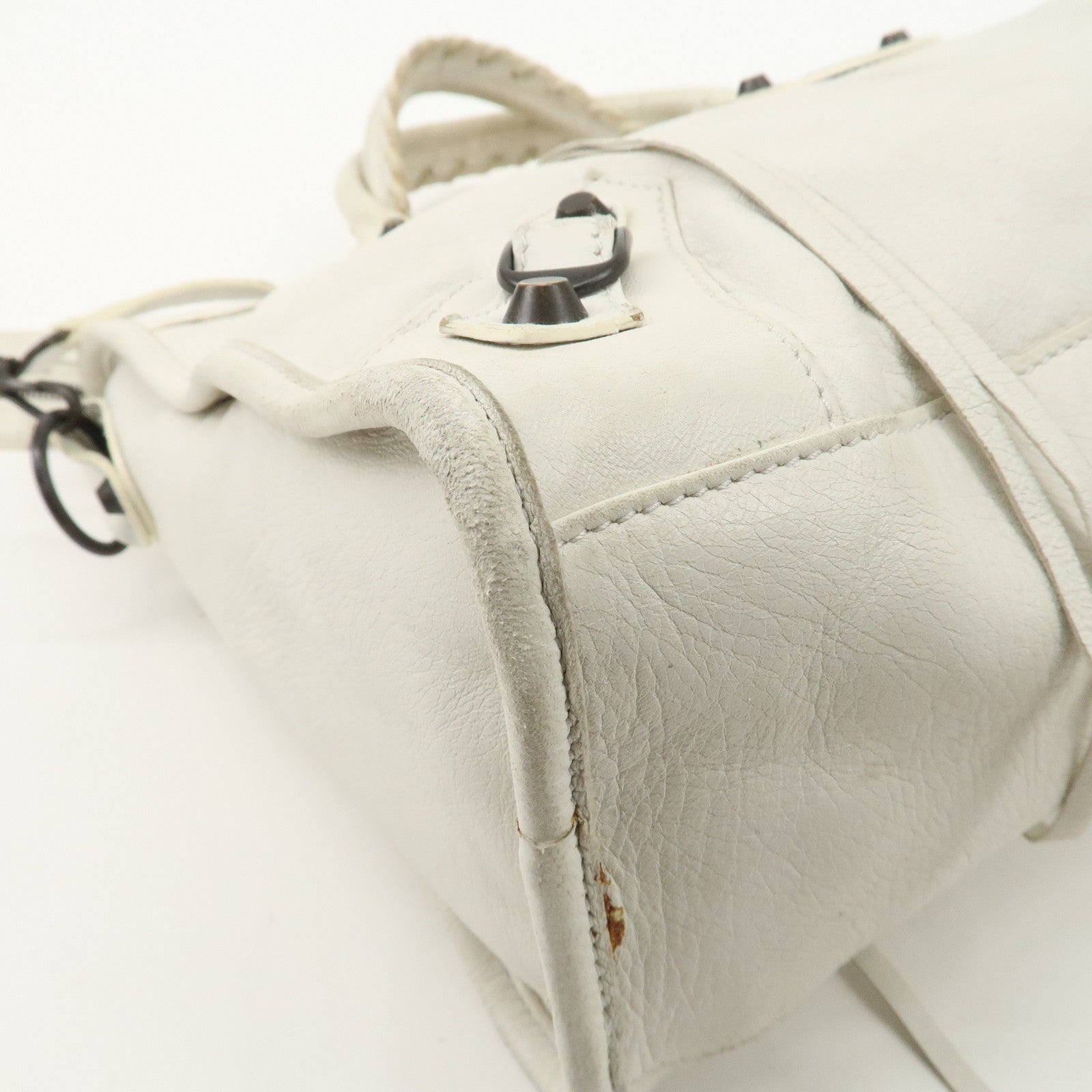 BALENCIAGA The City Leather 2Way Hand Shoulder Bag White 115748