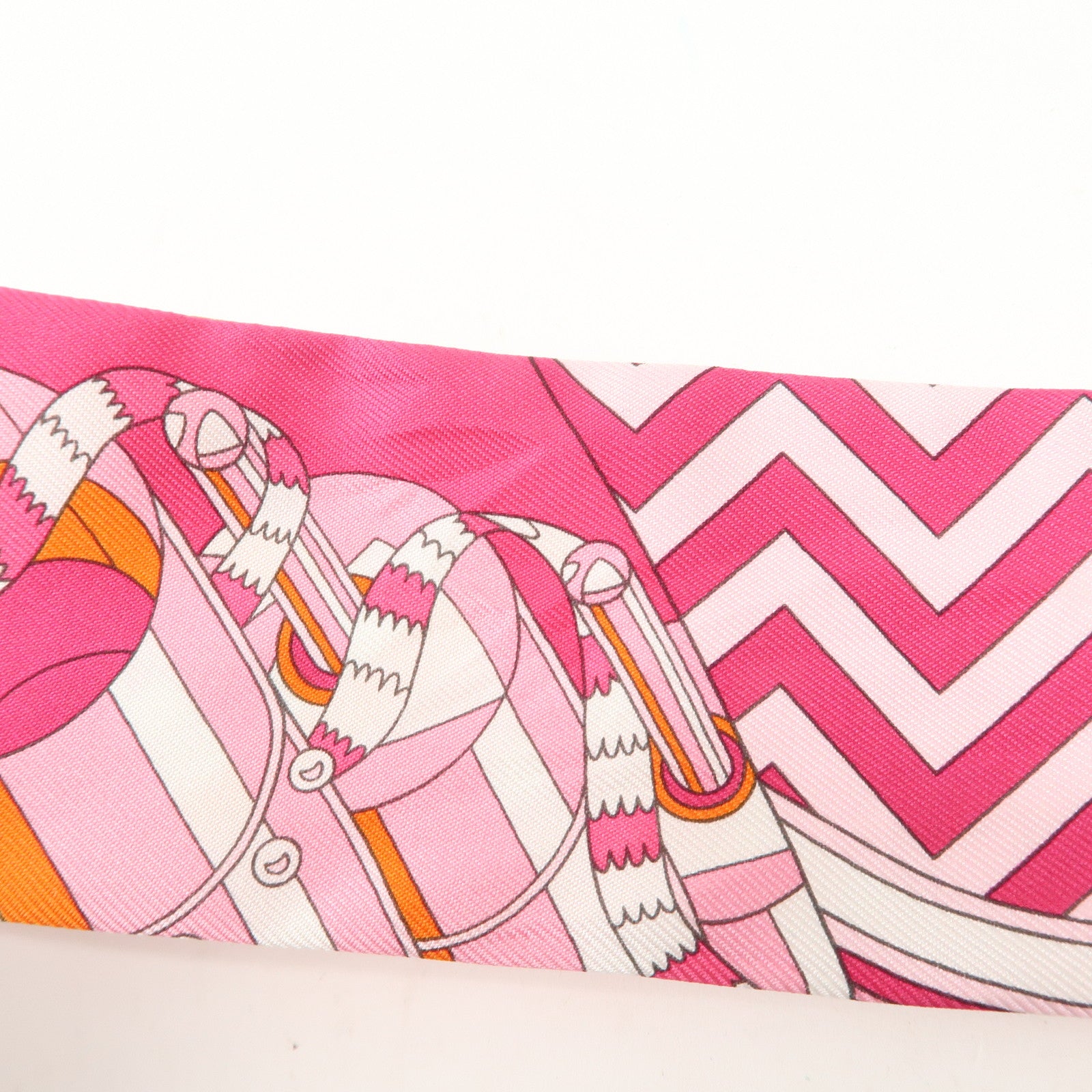 HERMES Silk 100% Twilly Scarf De l
Ombrelle aux Duels Pink Used