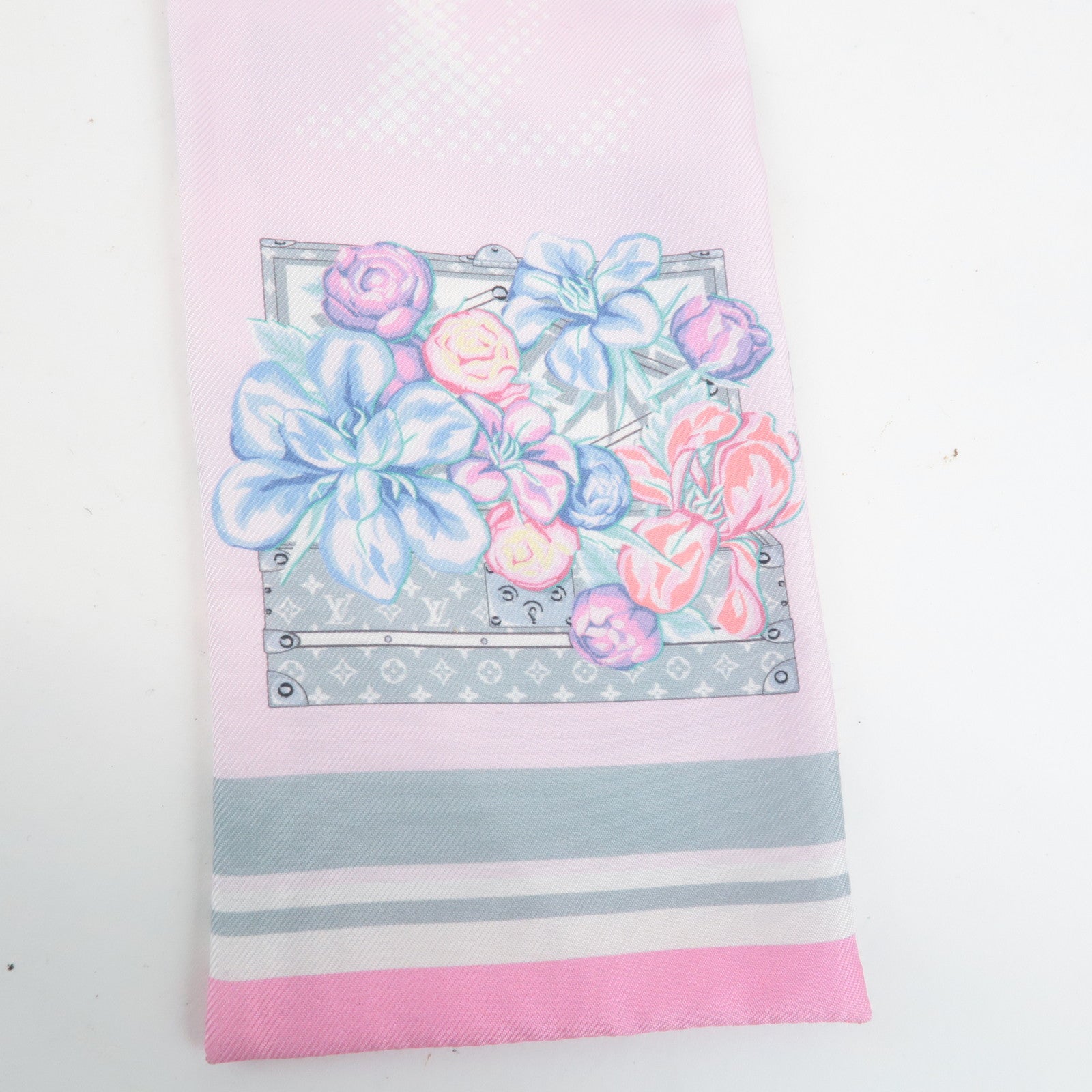 Louis Vuitton Bandeau Malfleur Scarf M76969 Pink Blue Used