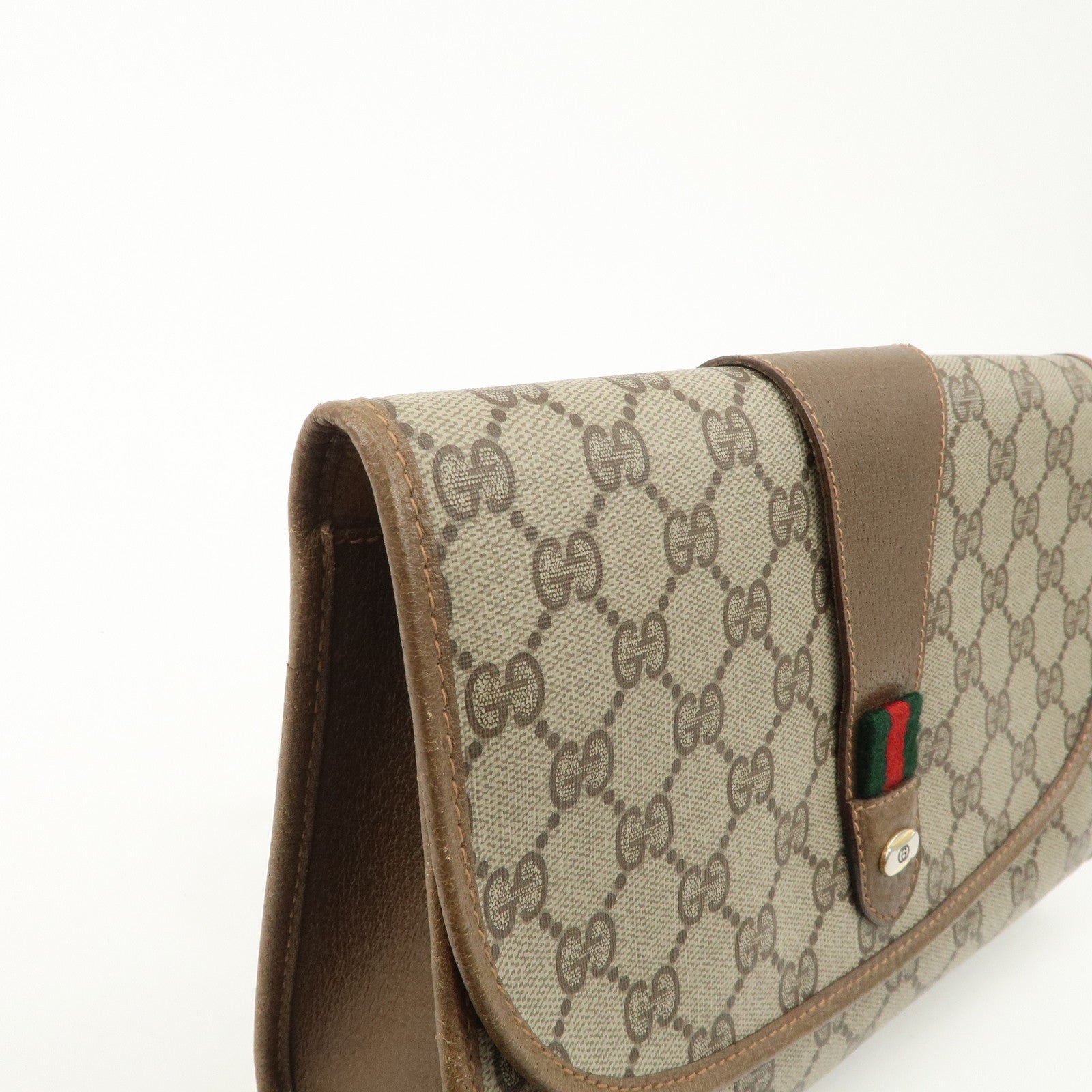 GUCCI Old Gucci Sherry GG Plus Leather Clutch Bag 89.01.030