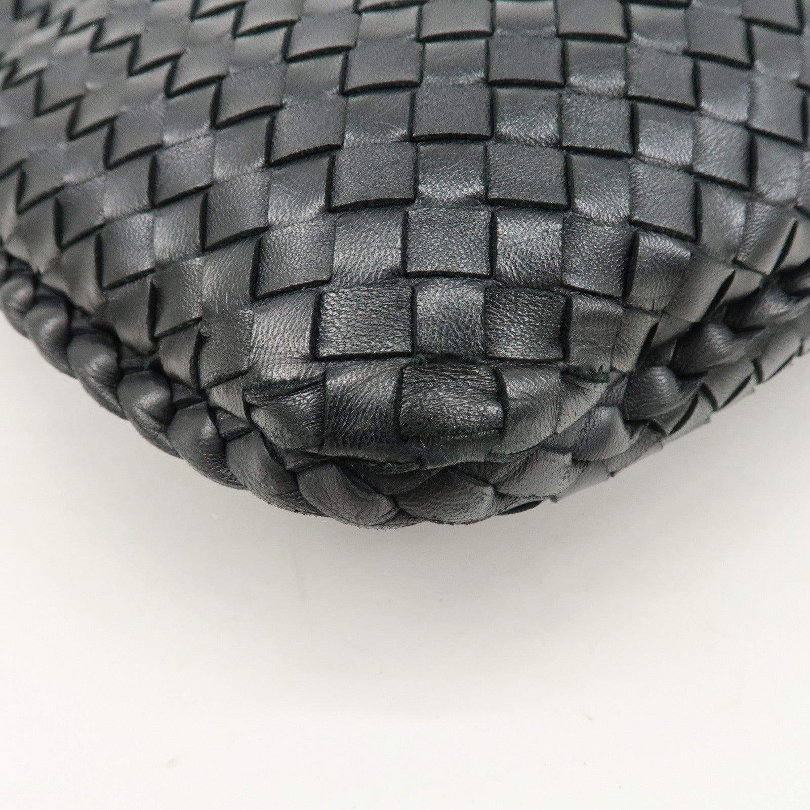 BOTTEGA VENETA Hobo Intrecciato Leather Shoulder Bag Black 115653